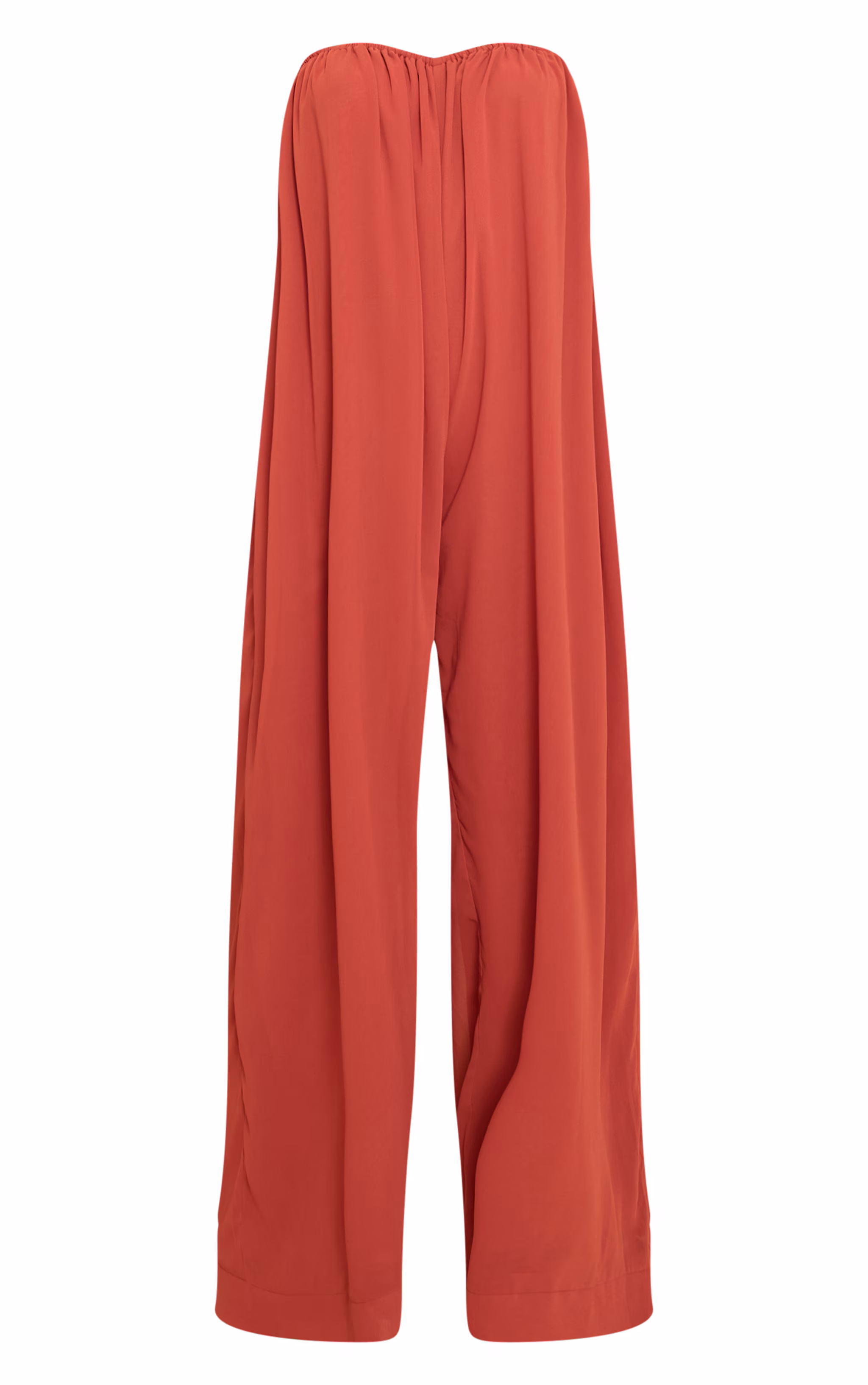 Rust Chiffon Bandeau Puffball Jumpsuit