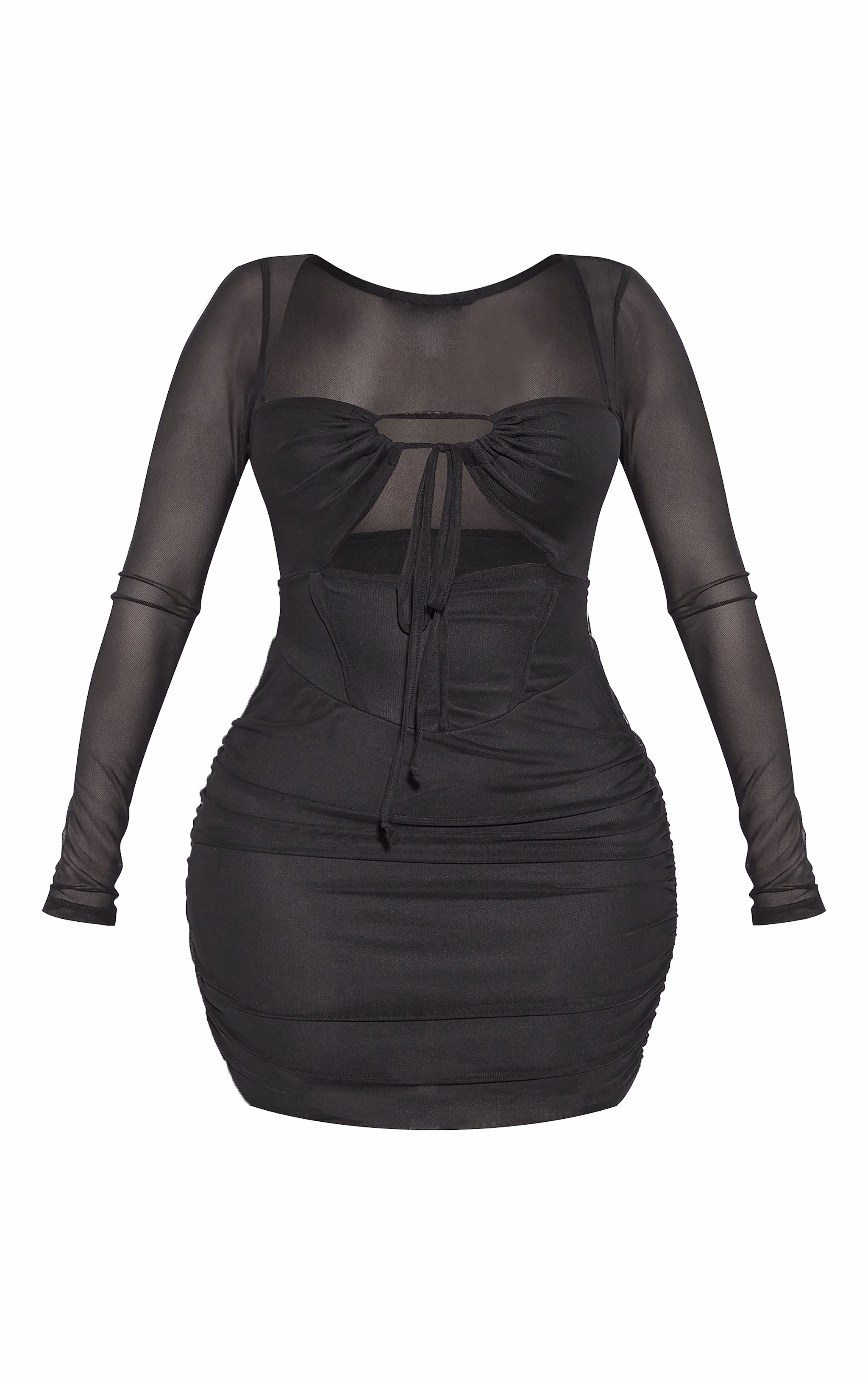 Shape Black Mesh Corset Detail Cut Out Bodycon Dress