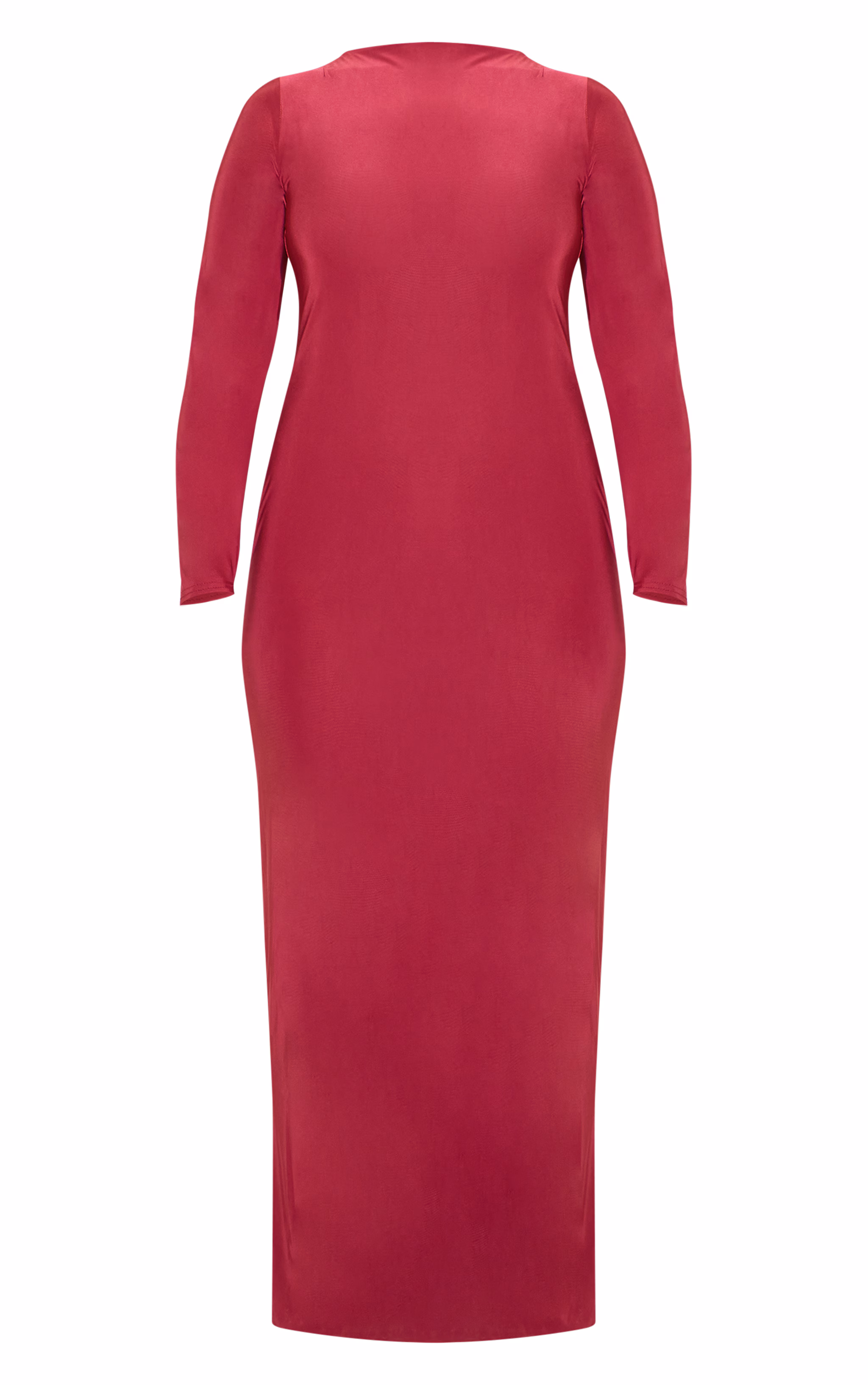 Plus Wine Double Layer Slinky Flared Sleeve Midaxi Dress