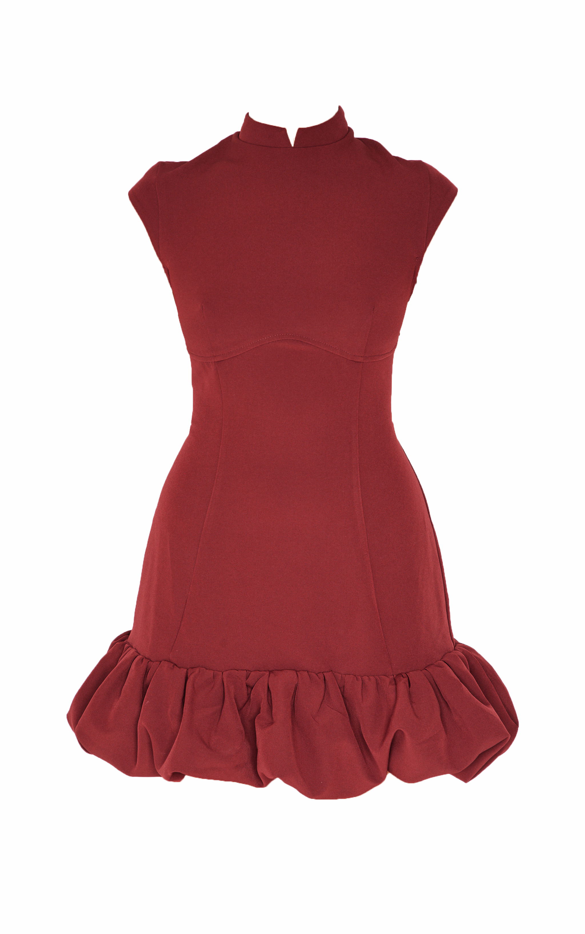 Burgundy Bust Seam Detail Puffball Dress