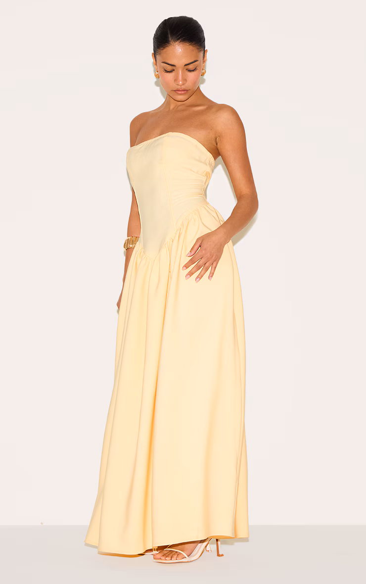 Petite Butter Cream Bandeau Floaty Maxi Dress