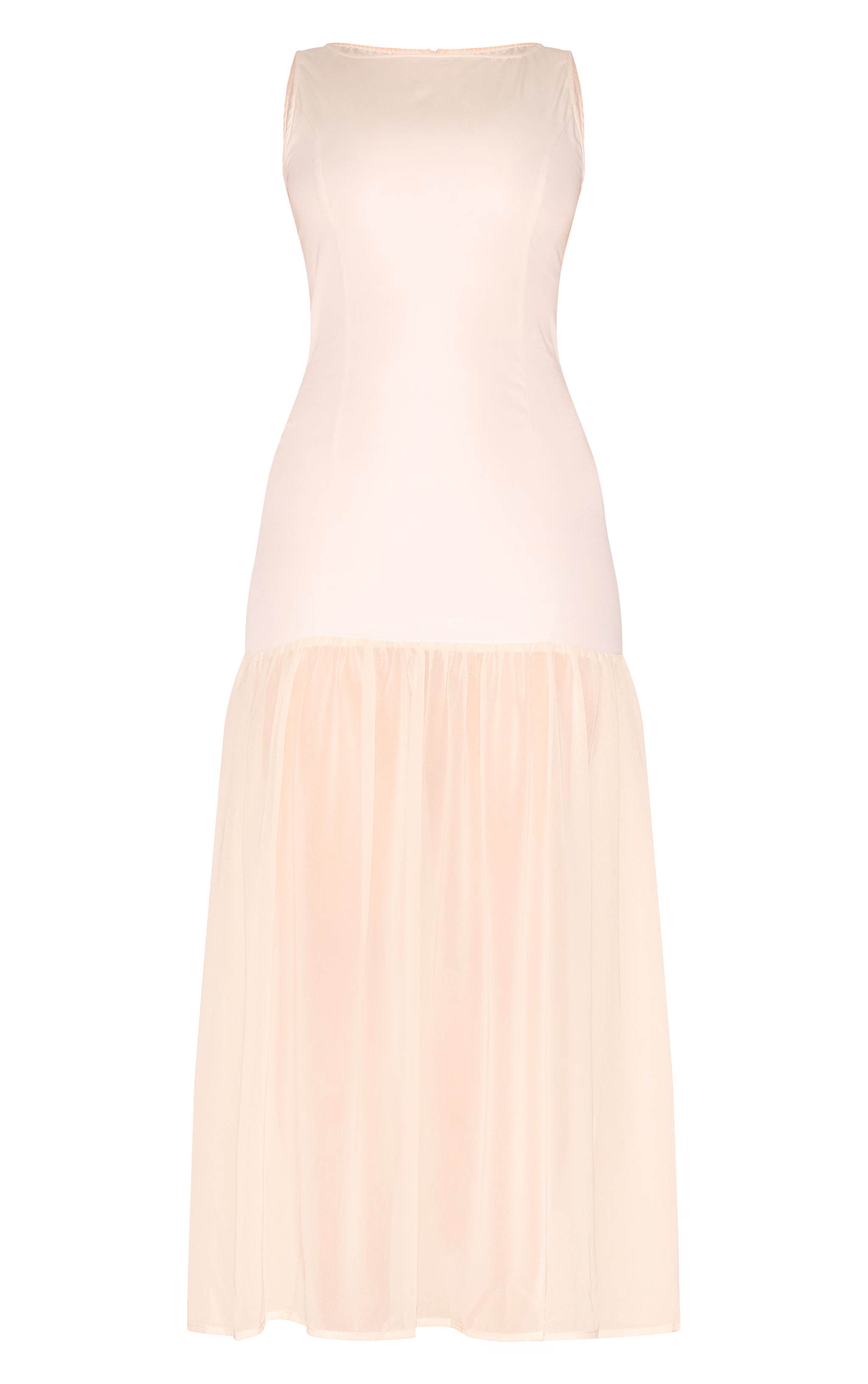 Shape Cream Boat Neck Dropped Waist Maxi Dress