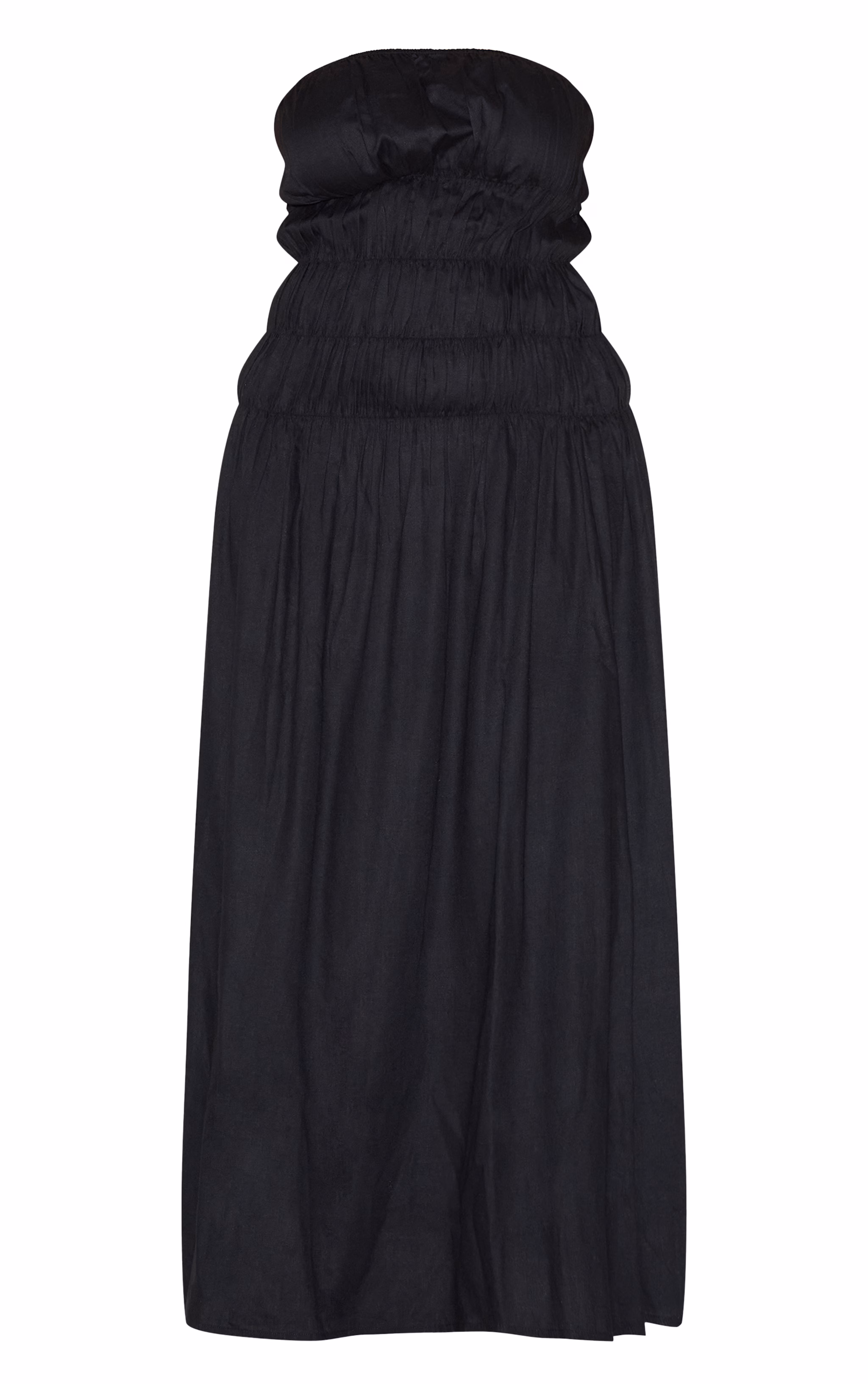 Plus Black Bandeau Ruched Detail Maxi Dress