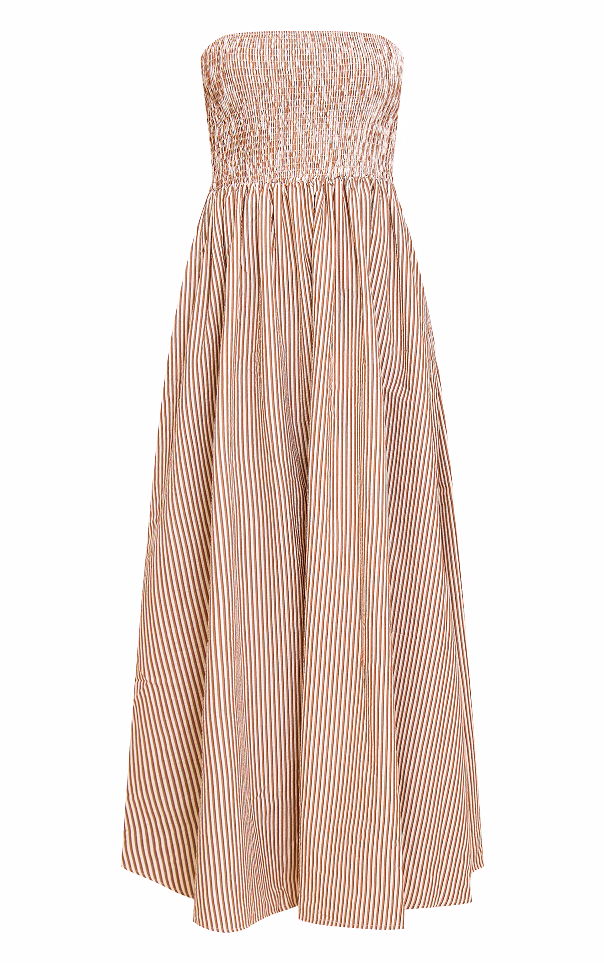 Chesnut Striped Bandeau Maxi Dress