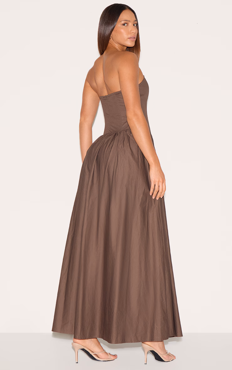 Tall Mushroom Bandeau Floaty Woven Midaxi Dress