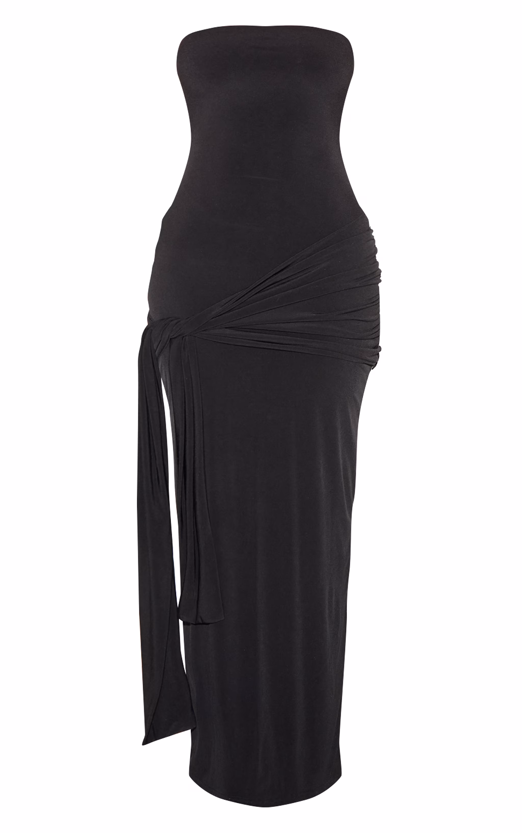 Shape Black Bandeau Wrap Tie Waist Maxi Dress