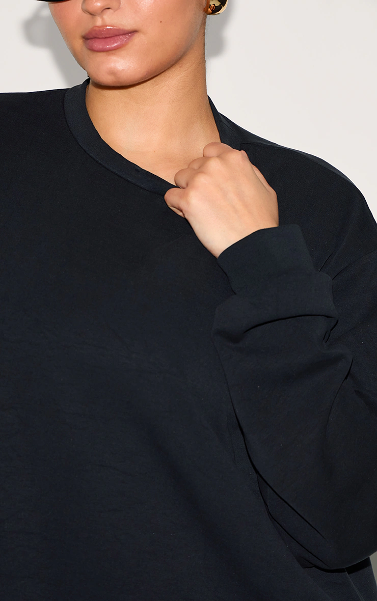 Plus Black Modal Long Sleeve Sweatshirt Dress