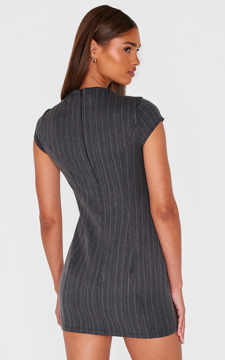 Black Cap Sleeve Seam Detail Bodycon Dress