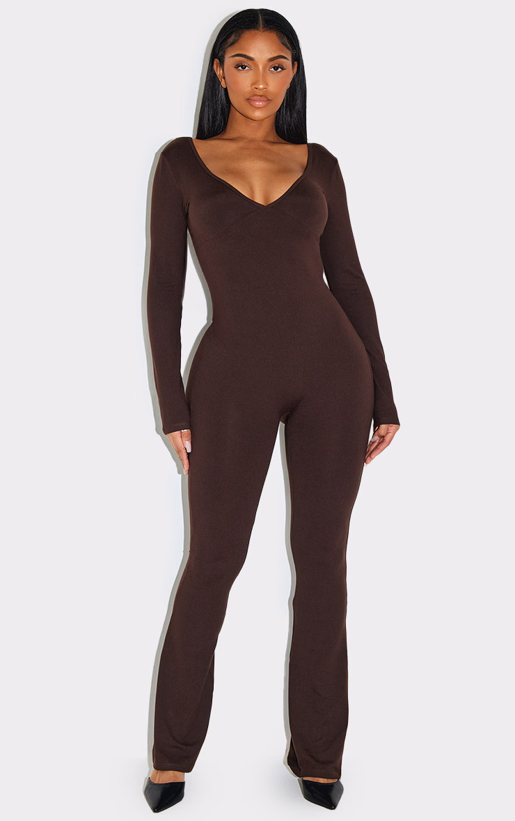Shape Chocolate Sculpt Sweetheart Neck Flared Jumpsuit