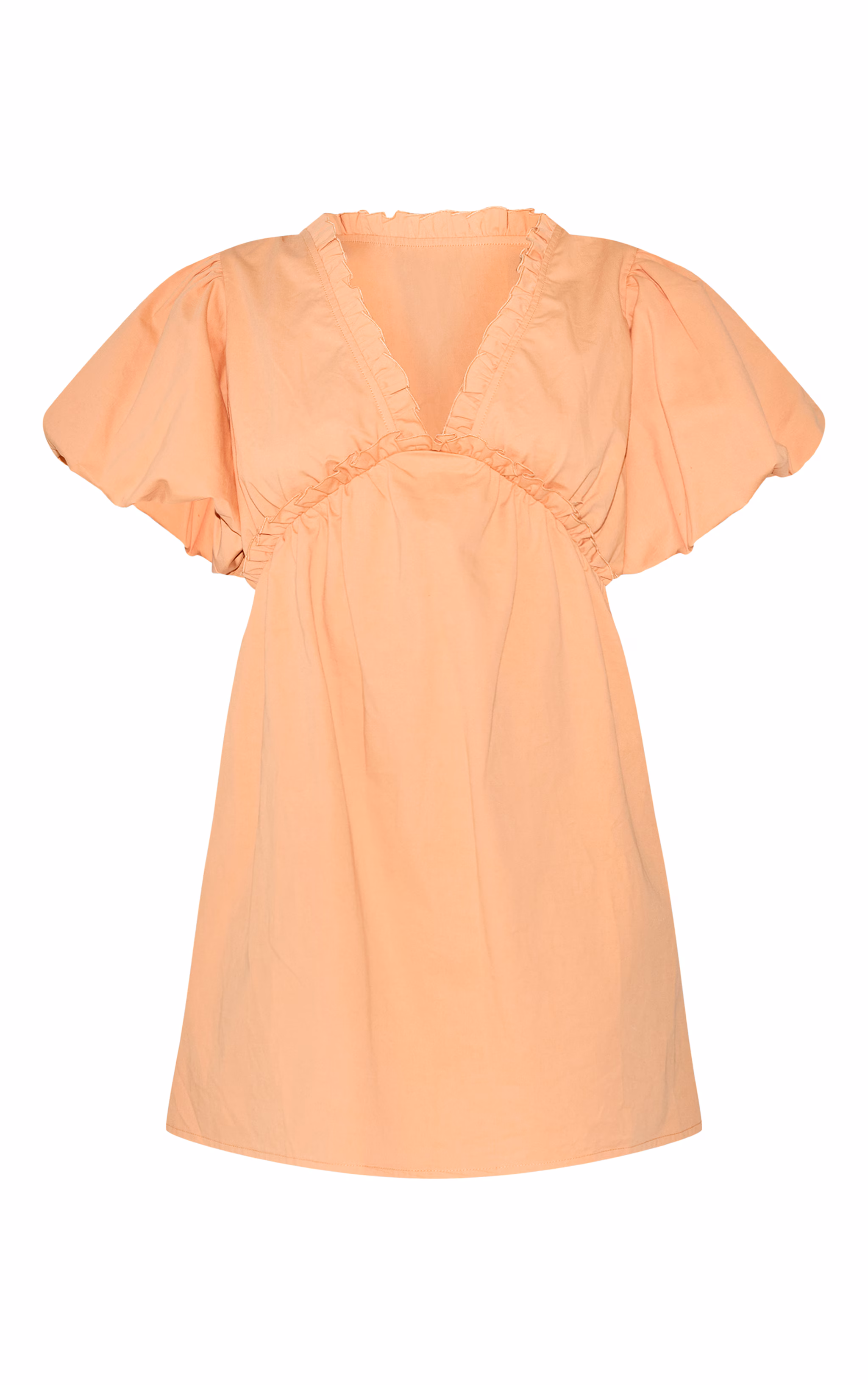 Orange Cotton Gathered A-line Dress