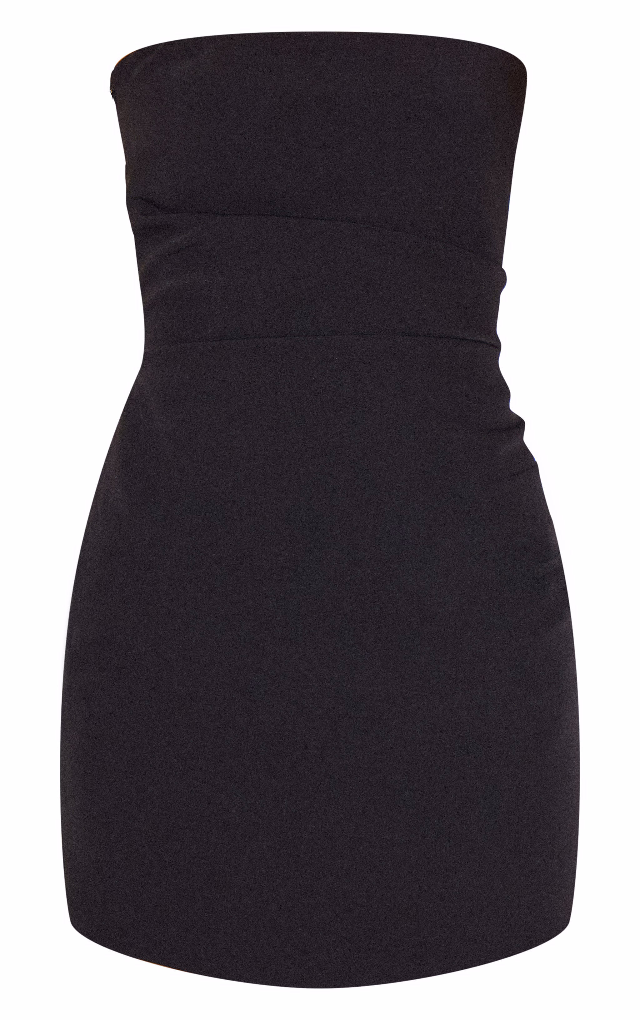 Black Bandeau Ruched Mini Dress