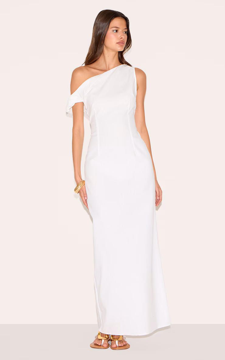 White Knot Shoulder Maxi Dress