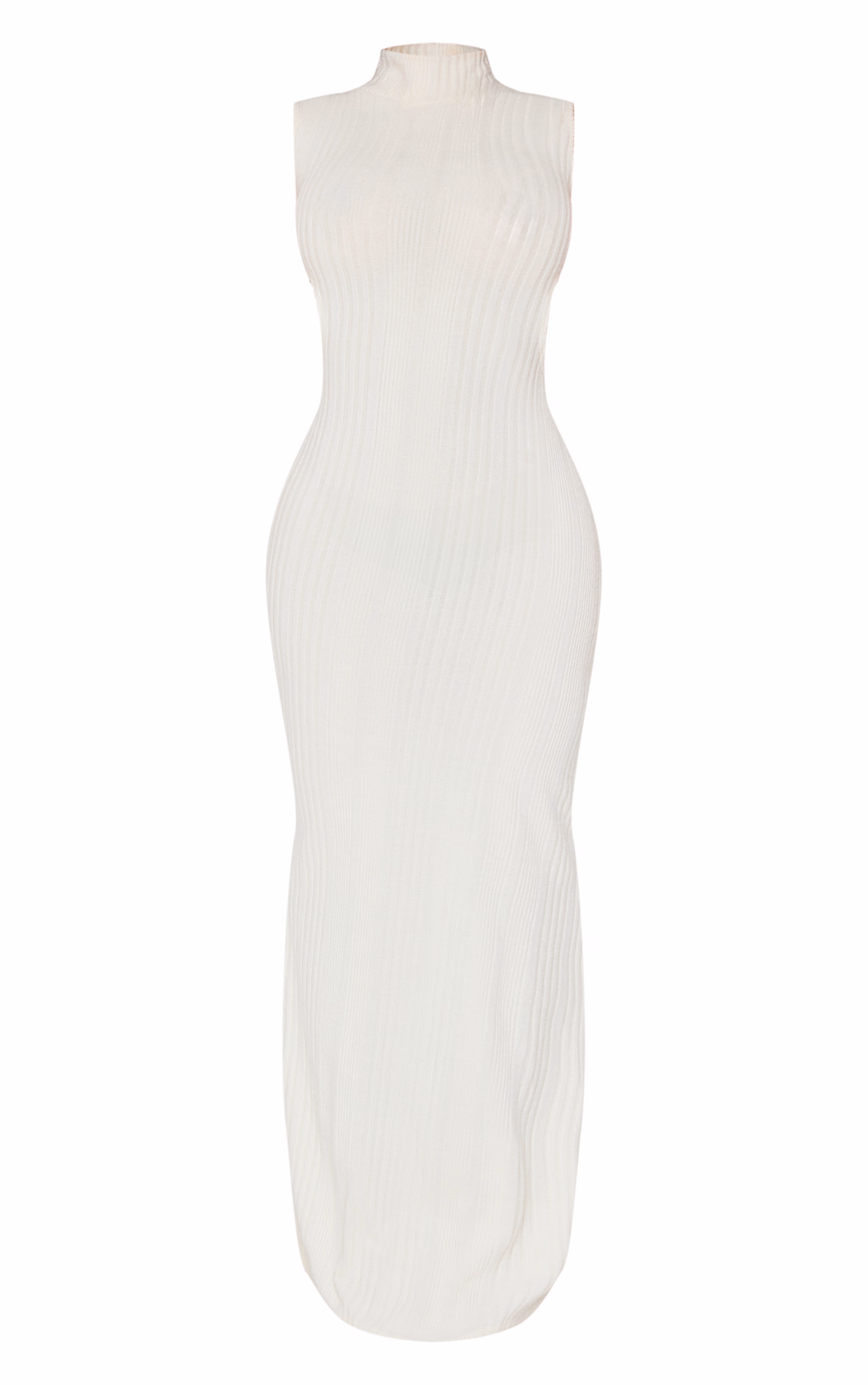 Shape Cream Brushed Rib High Neck Open Back Maxi Dress