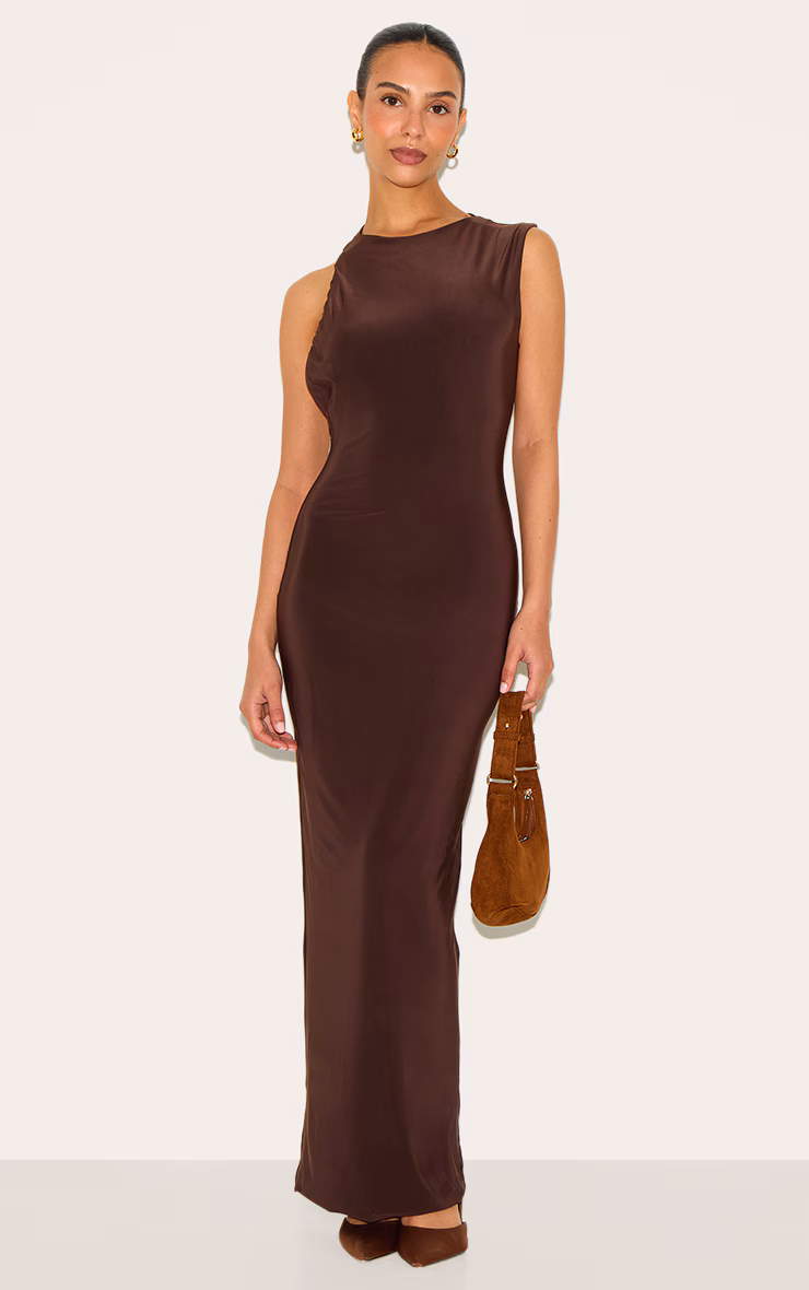Petite Chocolate Cut Out Side Maxi Dress