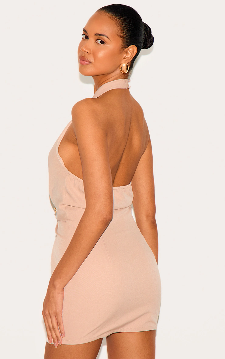 Clay Woven Ruched Cut Out Mini Dress