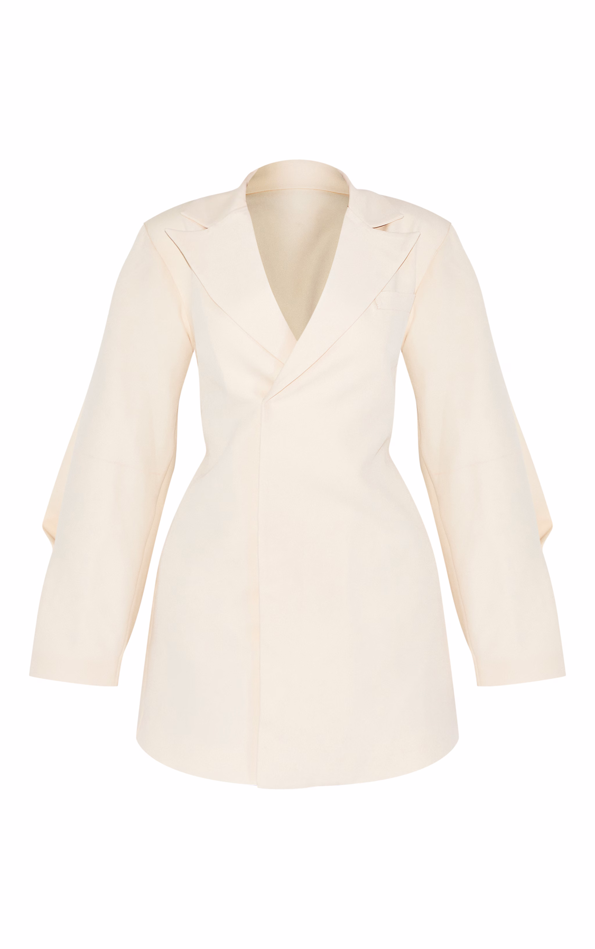 Shape Cream Tailored Pleated Sleeve Adjustable Waist Blazer Dress