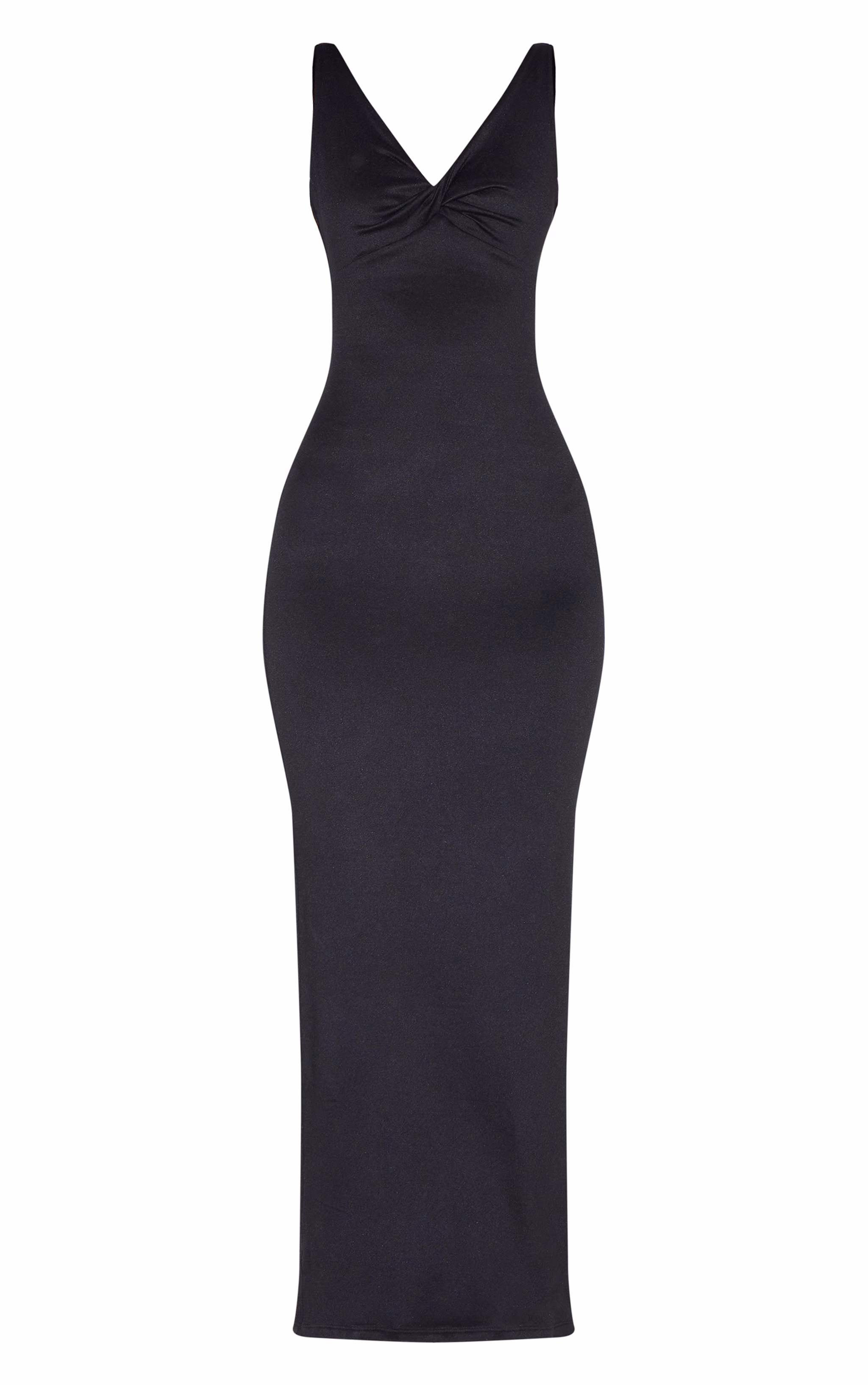 Black Double Contour Twist Bust Detail Maxi Dress