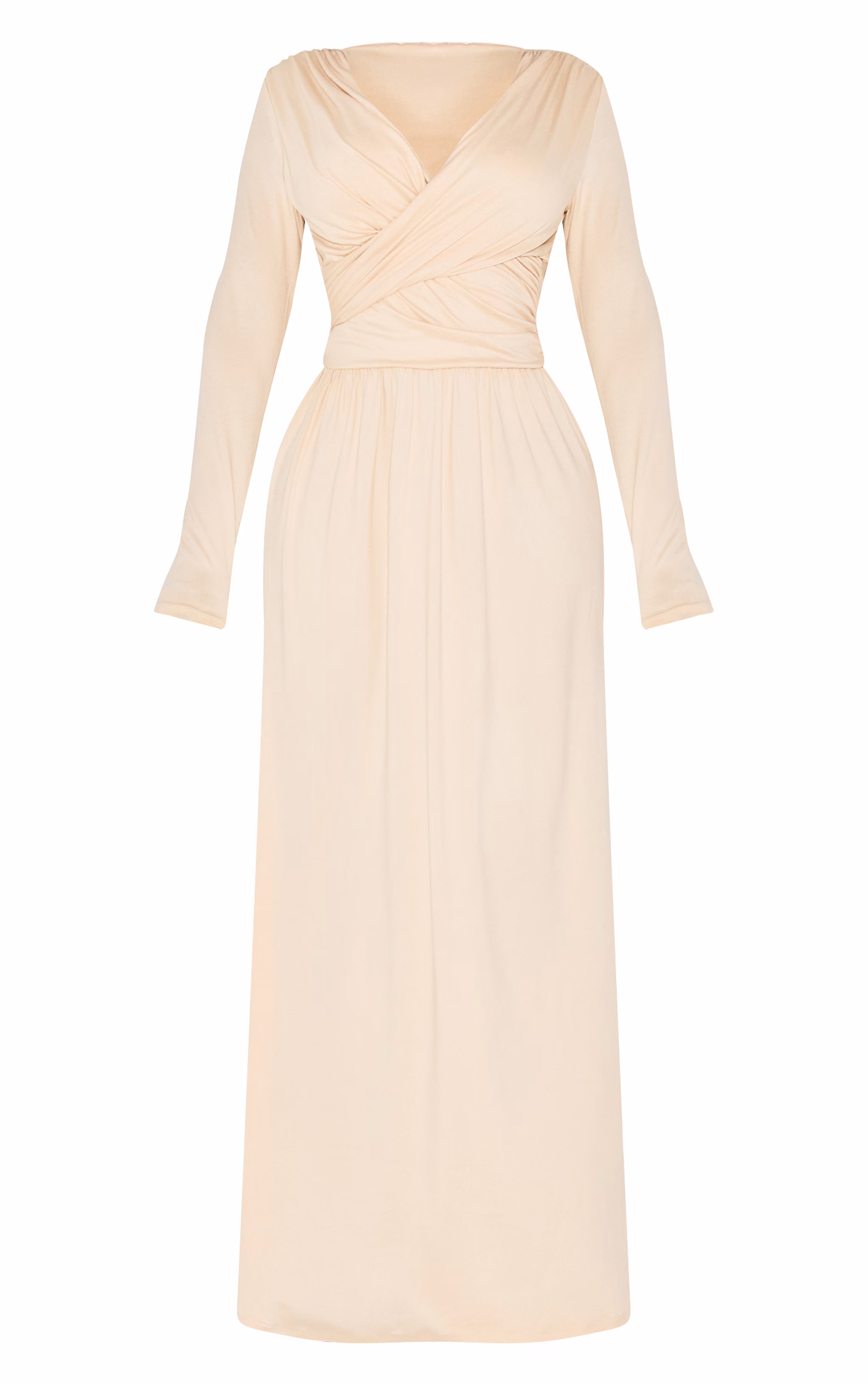 Shape Cream Super Soft Wrap Long Sleeve Maxi Shift Dress