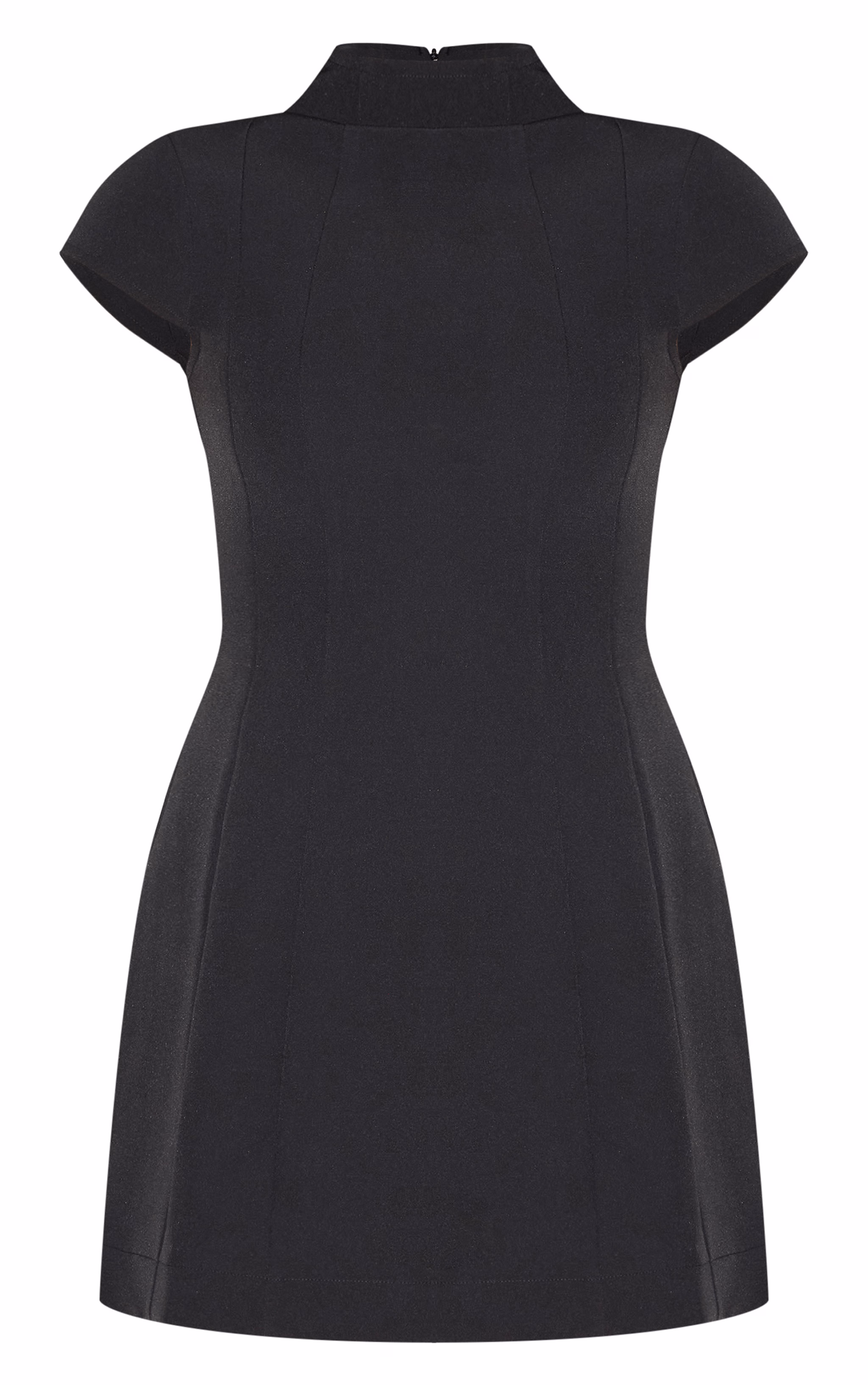 Tall Black High Neck Cinched Mini Dress
