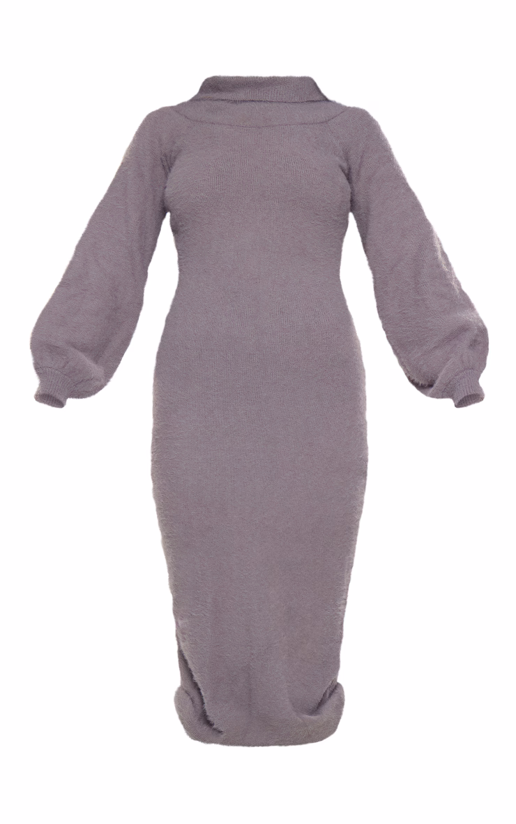 Charcoal Eyelash Knit Split Maxi Dress