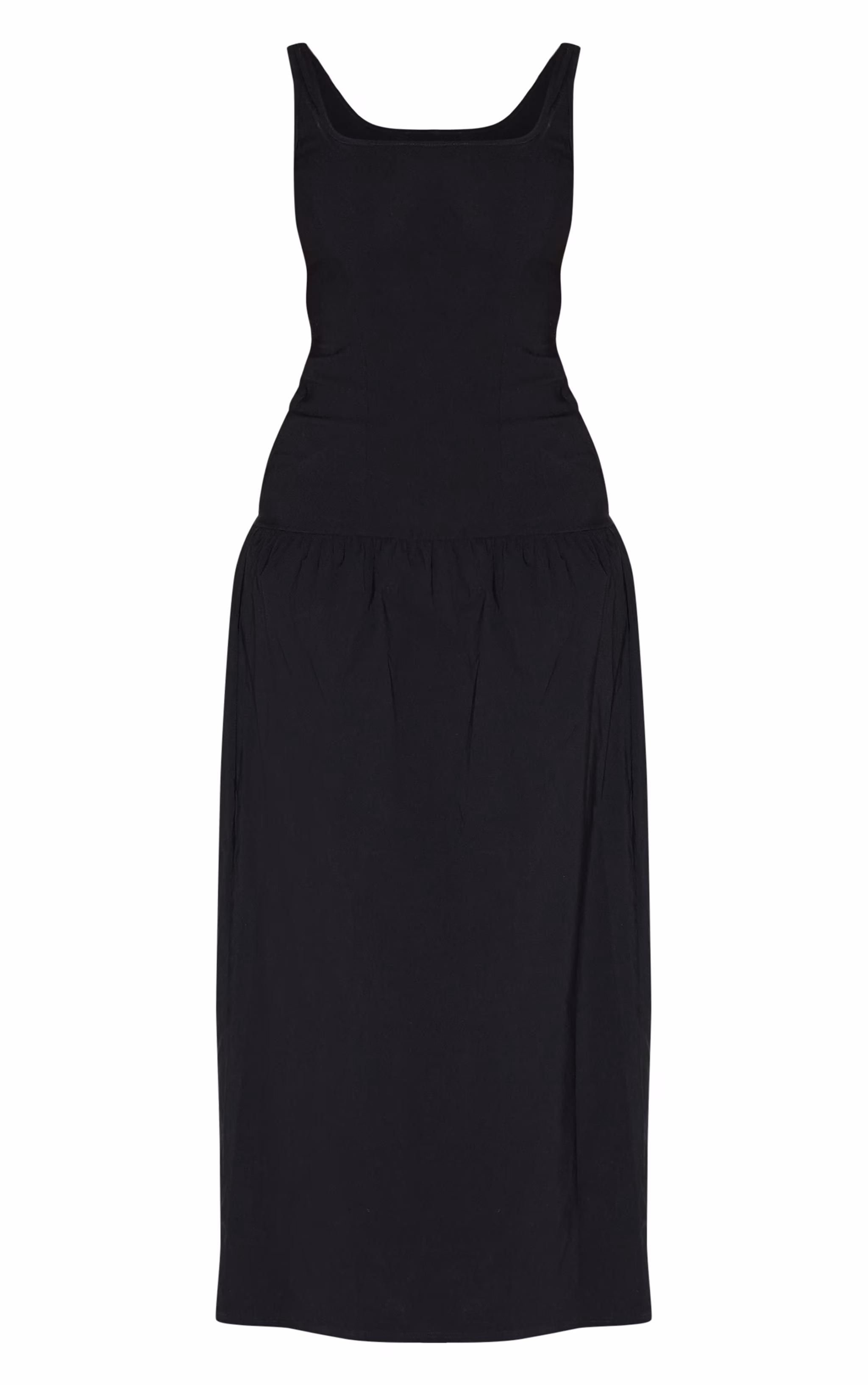 Shape Black Stretch Woven Square Neck Dropped Hem Maxi Shift Dress