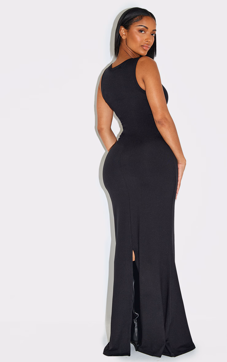 Shape Black Built In Shapewear Sculpt Boat Neck Fishtail Maxi Dress