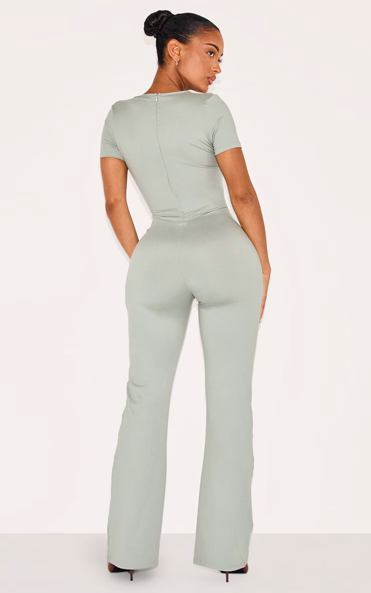 Shape Sage Green Sculpted Short Sleeve Jumpsuit