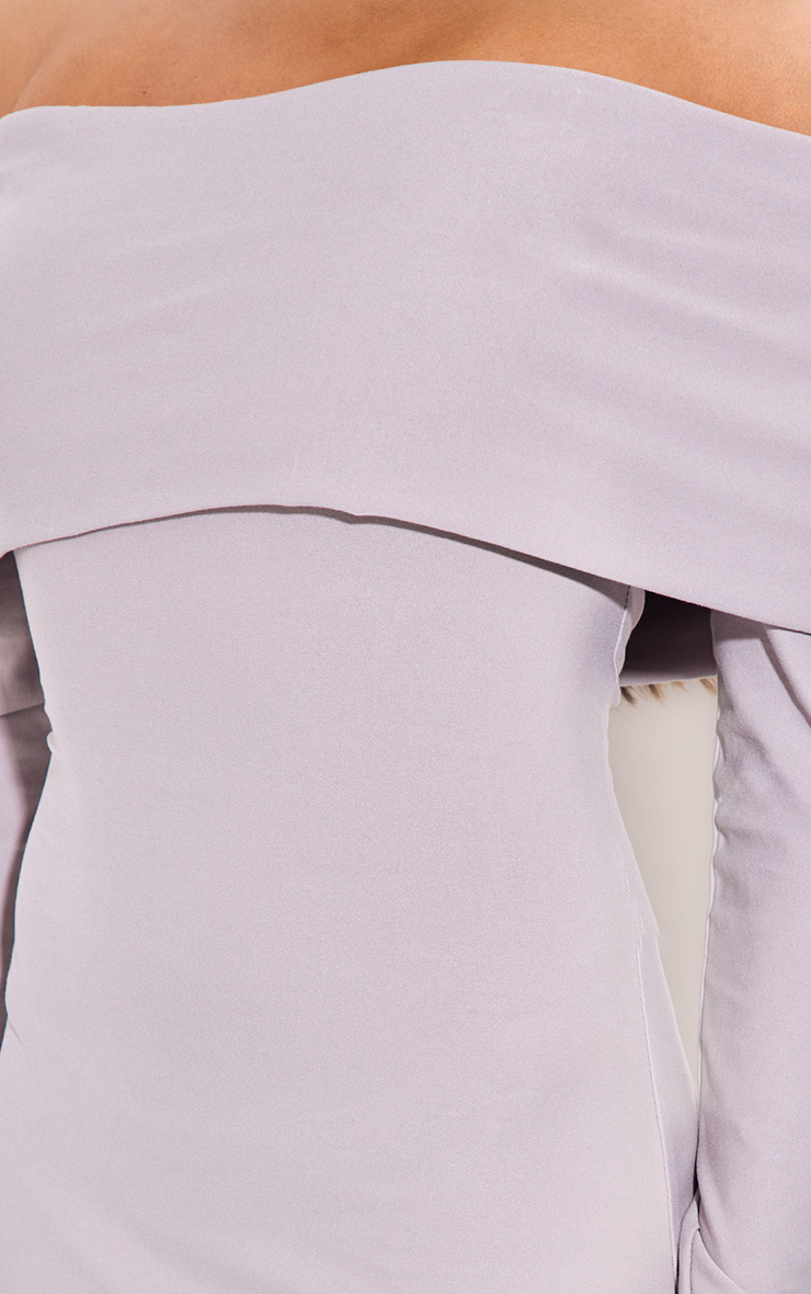 Light Grey Soft Touch Bardot Long Sleeve Maxi Dress