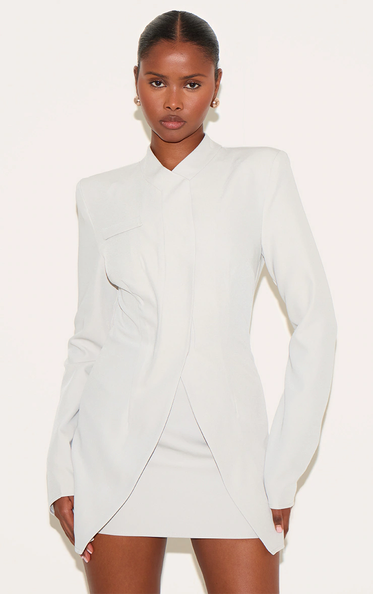 Clay Tailored Overlap Long Sleeve Bodycon Dress