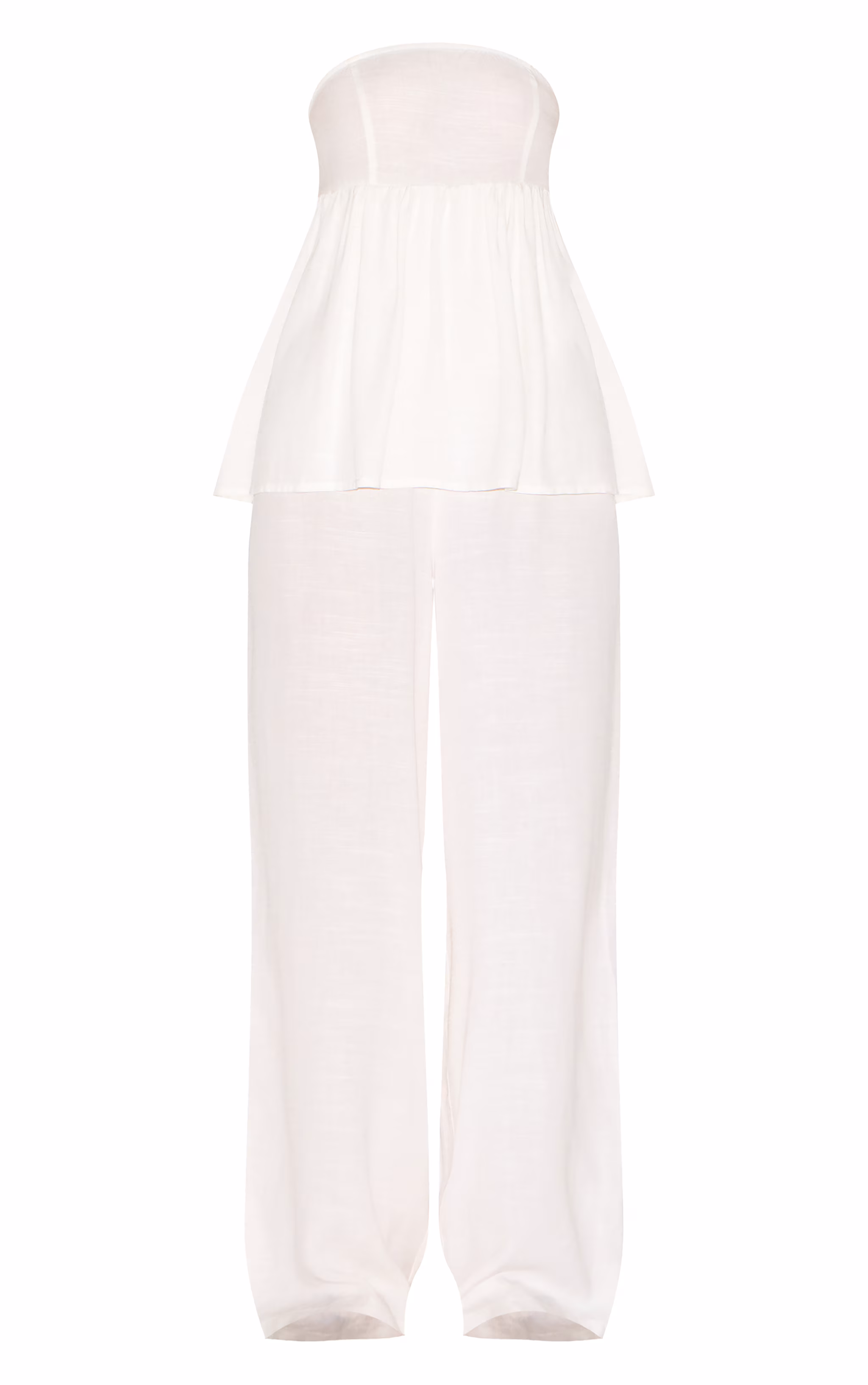 White Bandeau Peplum Detail Jumpsuit