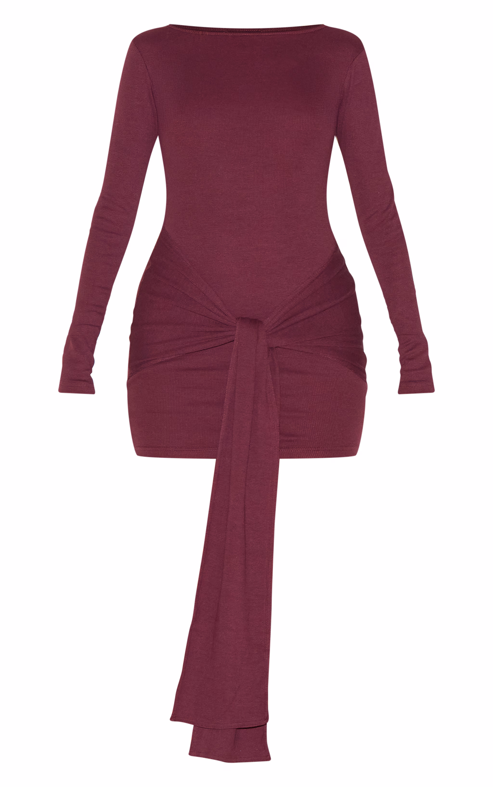 Plum Boat Neck Wrap Mini Dress