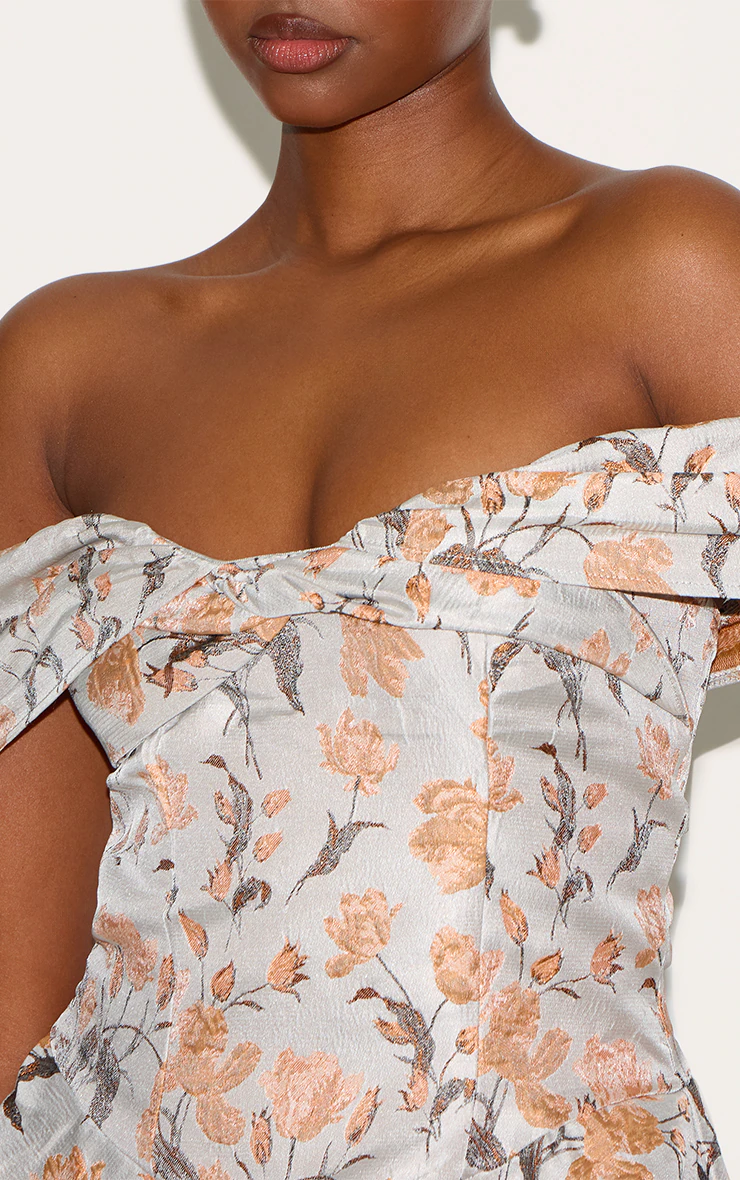 Blue Bardot Jacquard Shift Dress