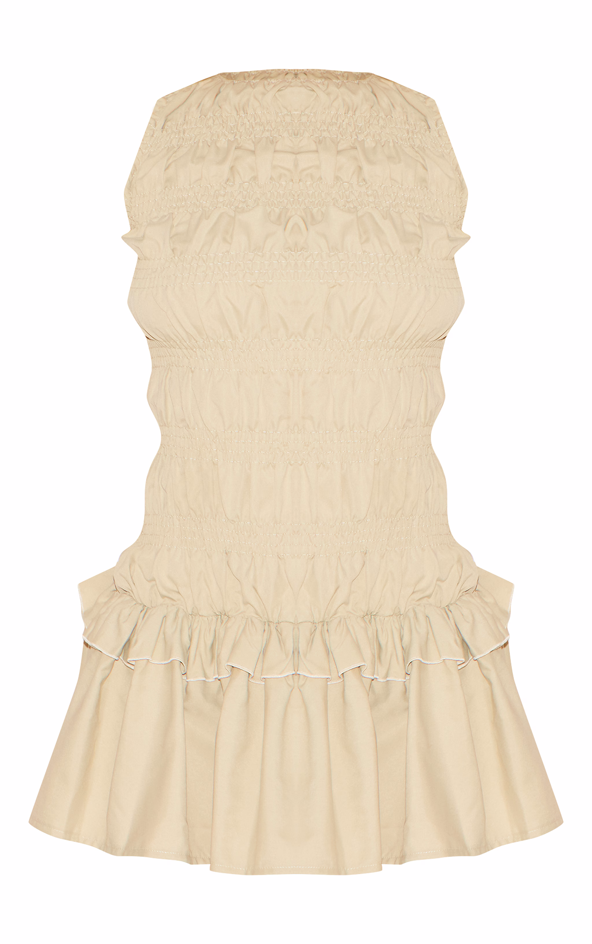 Sage Green Tailored Shirred Frill Shift Dress