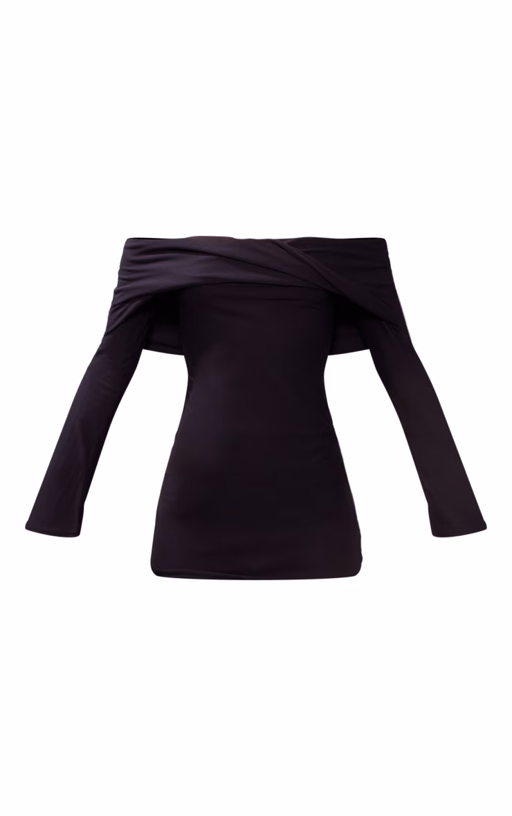 Black Soft Touch Twist Bardot Bodycon Dress