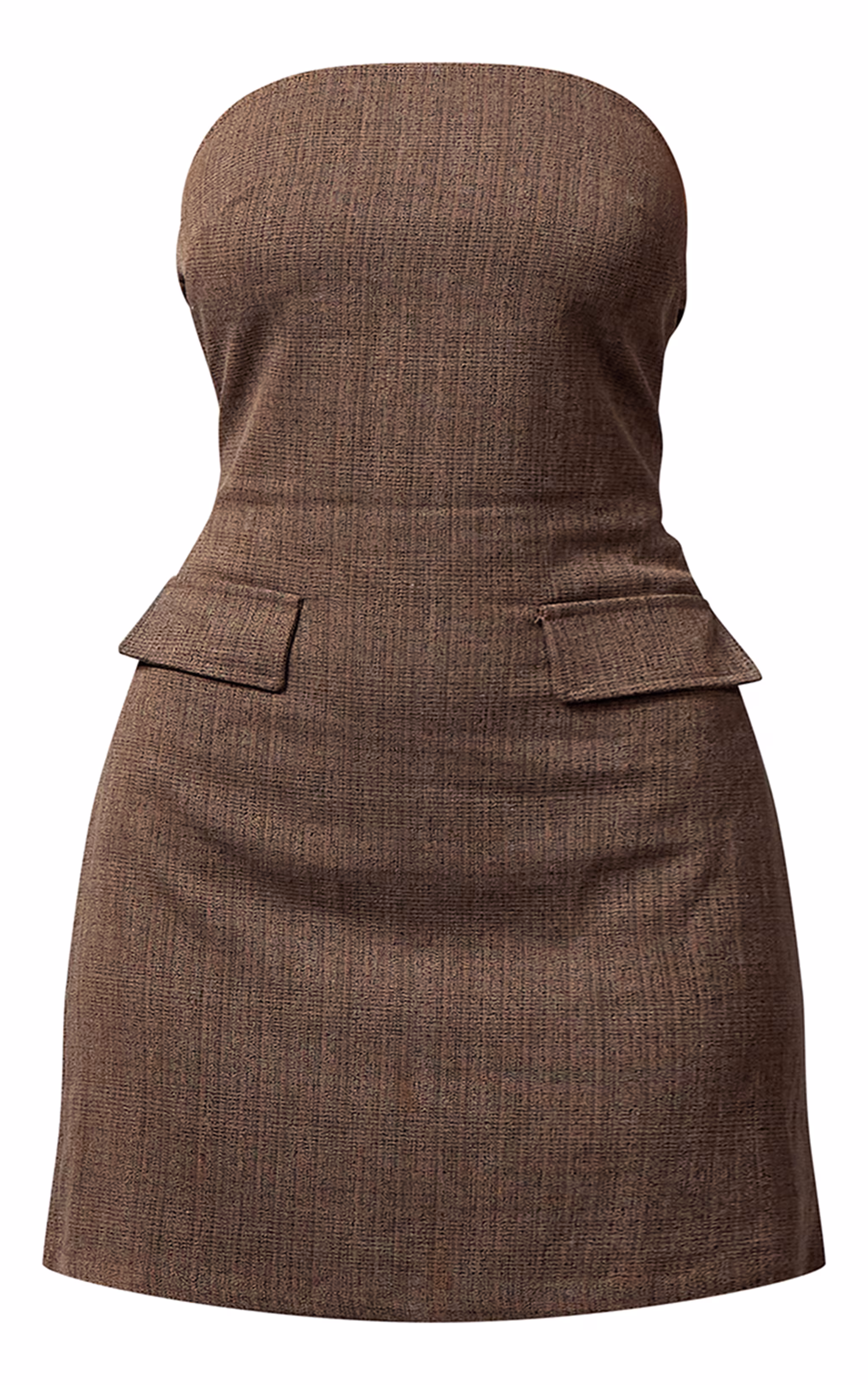 Chocolate Twill Bandeau Shift Dress