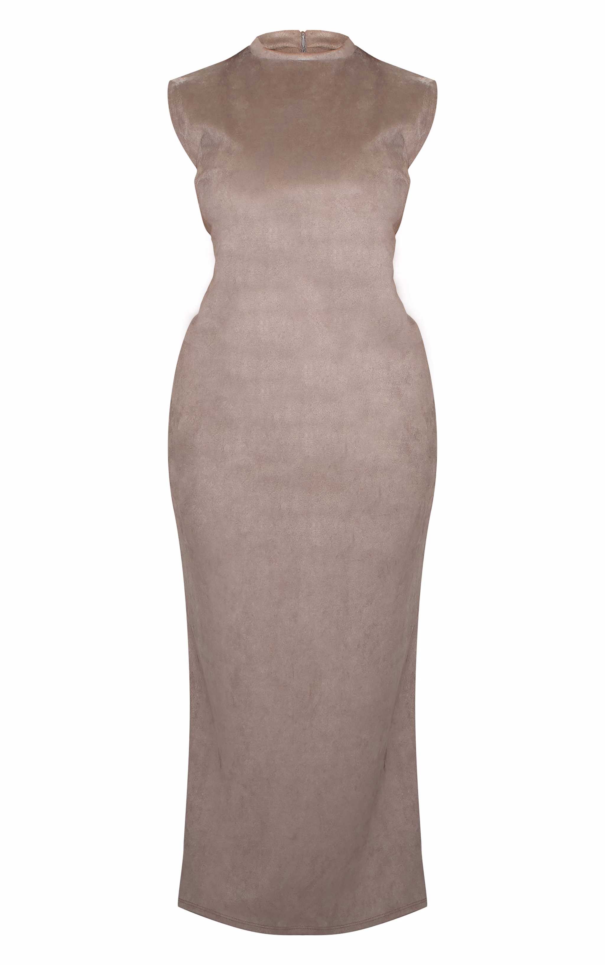 Plus Mushroom Faux Suede Structured Sleeveless Maxi Dress