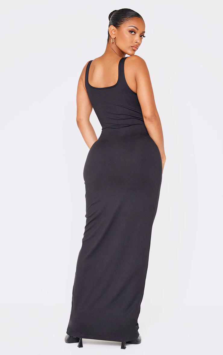 Shape Black Sculpt Square Neck Corseted Maxi Dress.