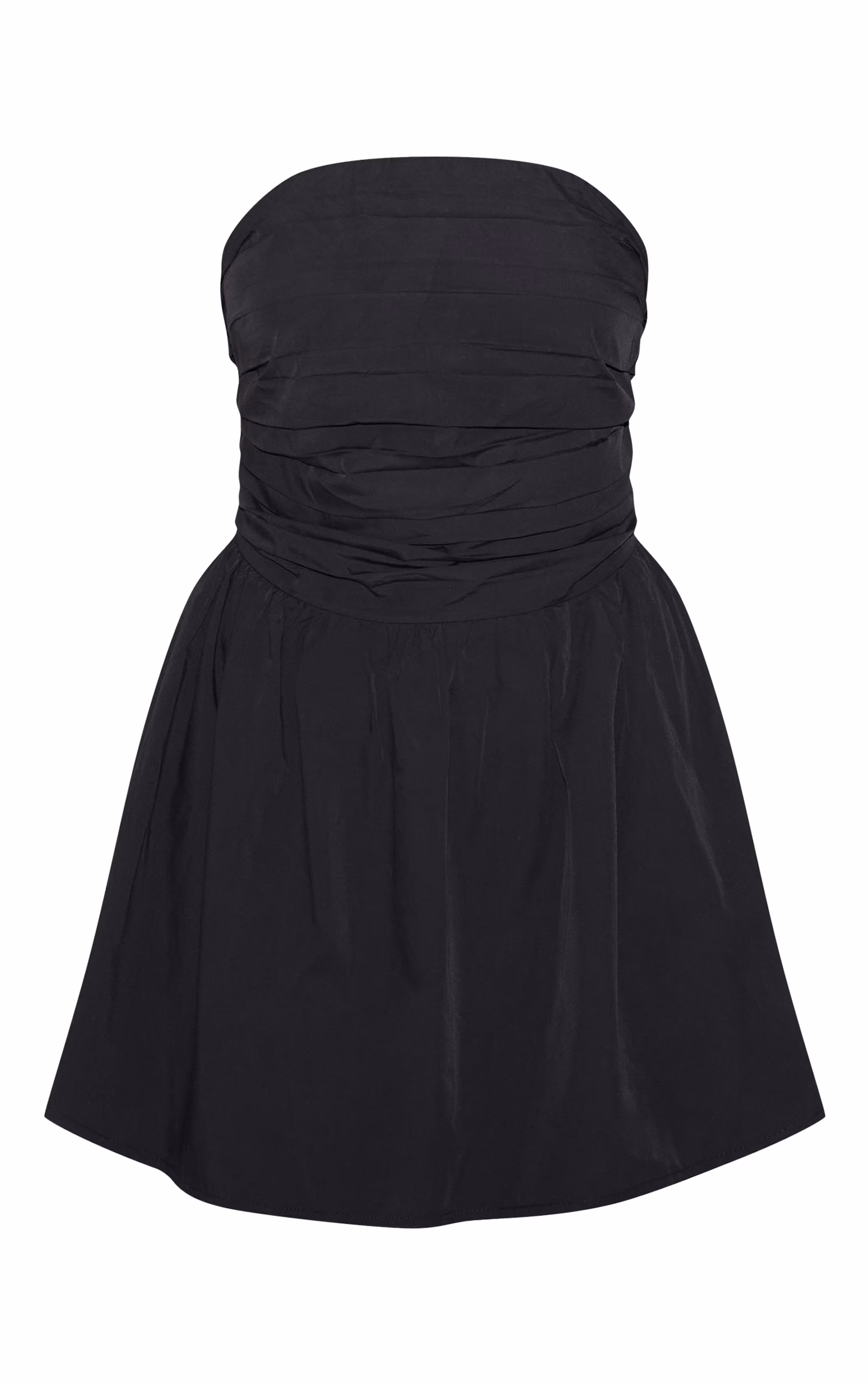 Black Bandeau Ruched Detail Shift Dress