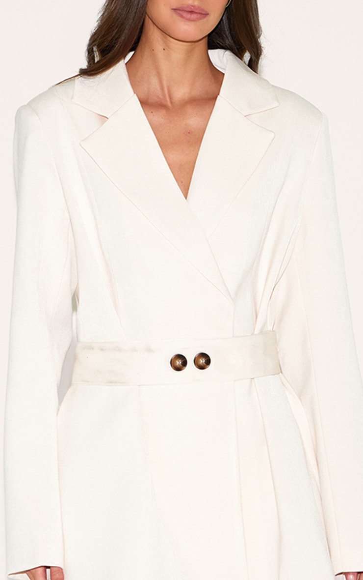Almond Structured Belted Blazer Dress