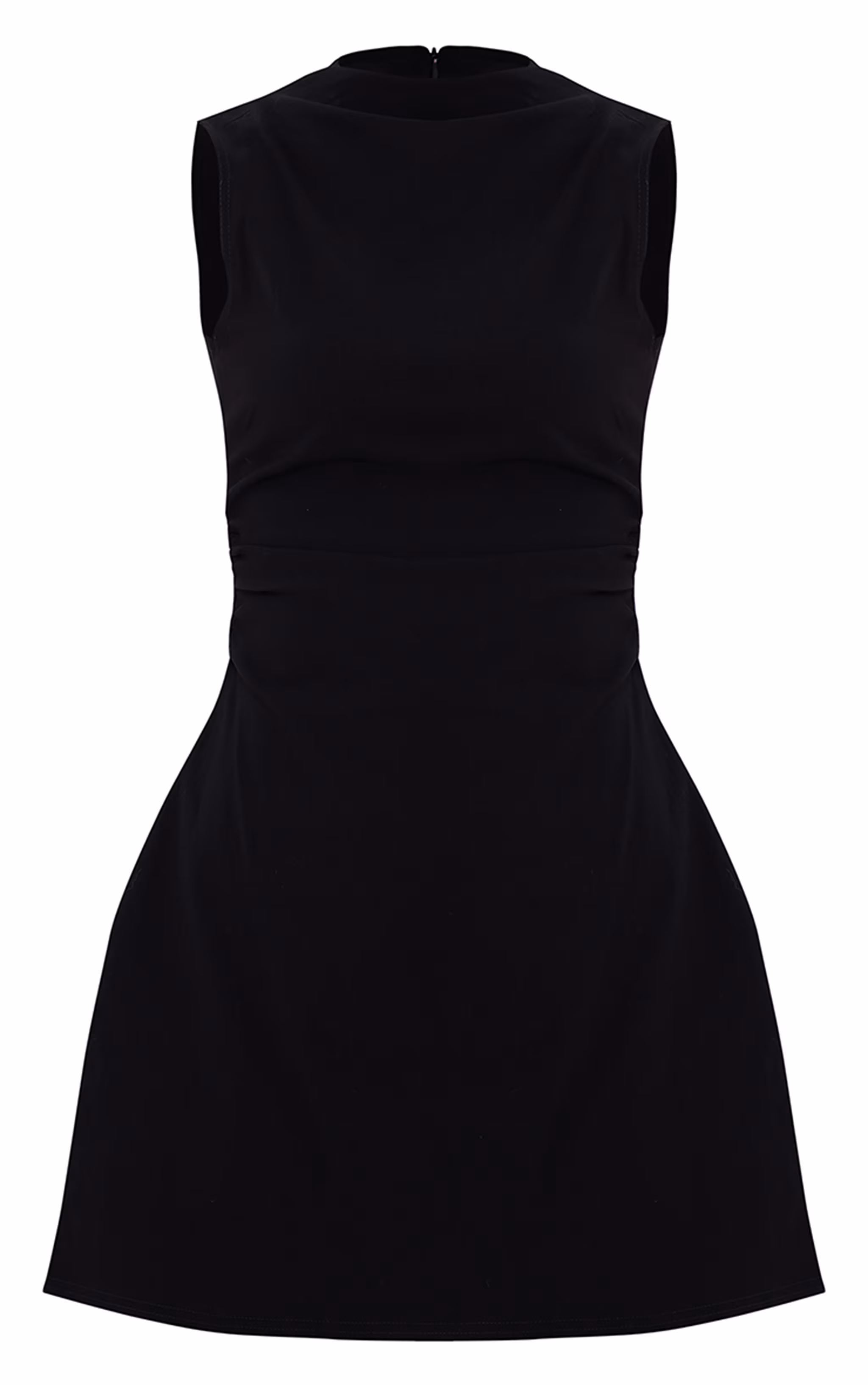 Black Stretch Woven Ruched Detail Bodycon Dress