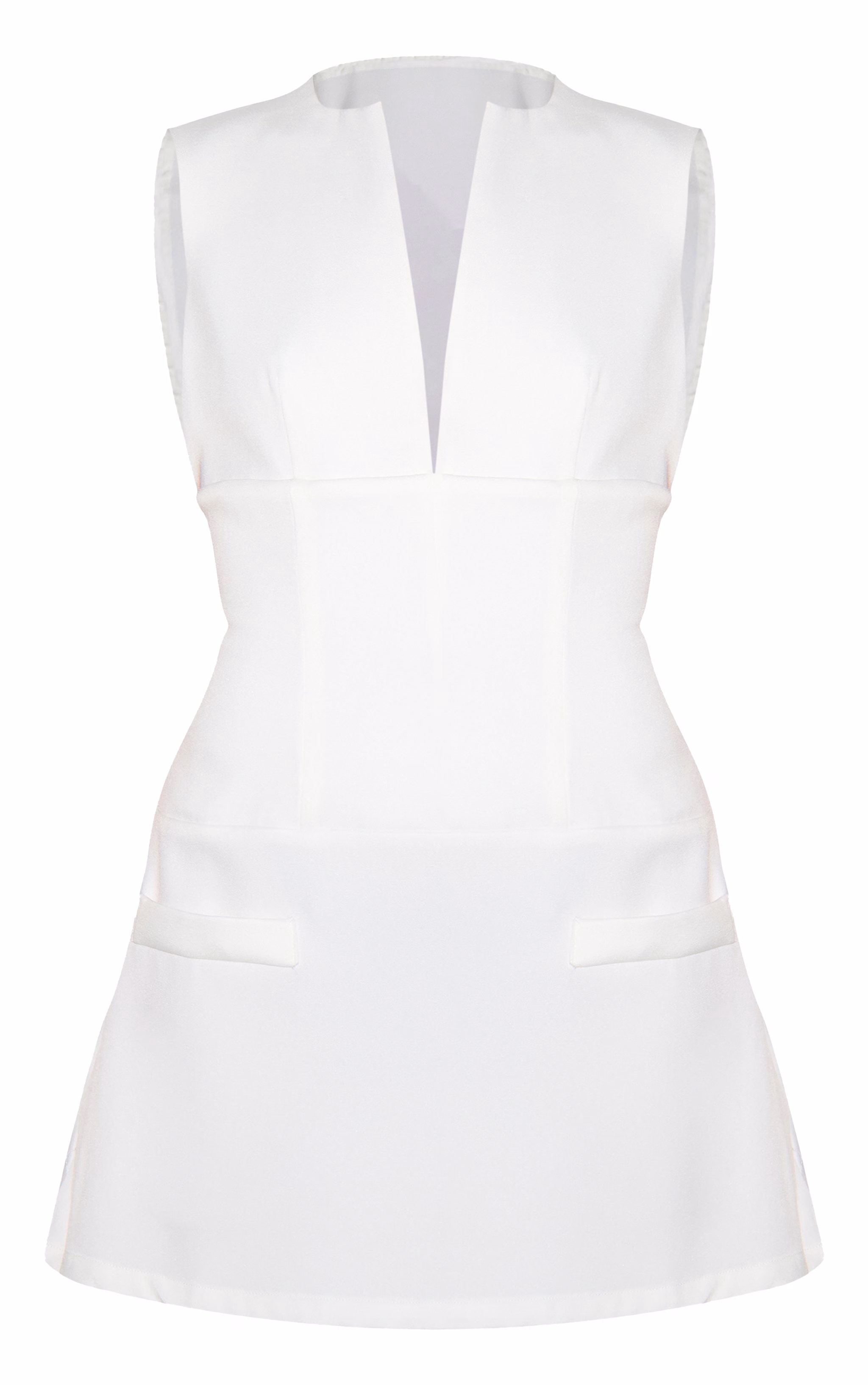 Petite White Tailored Fitted Mini Dress
