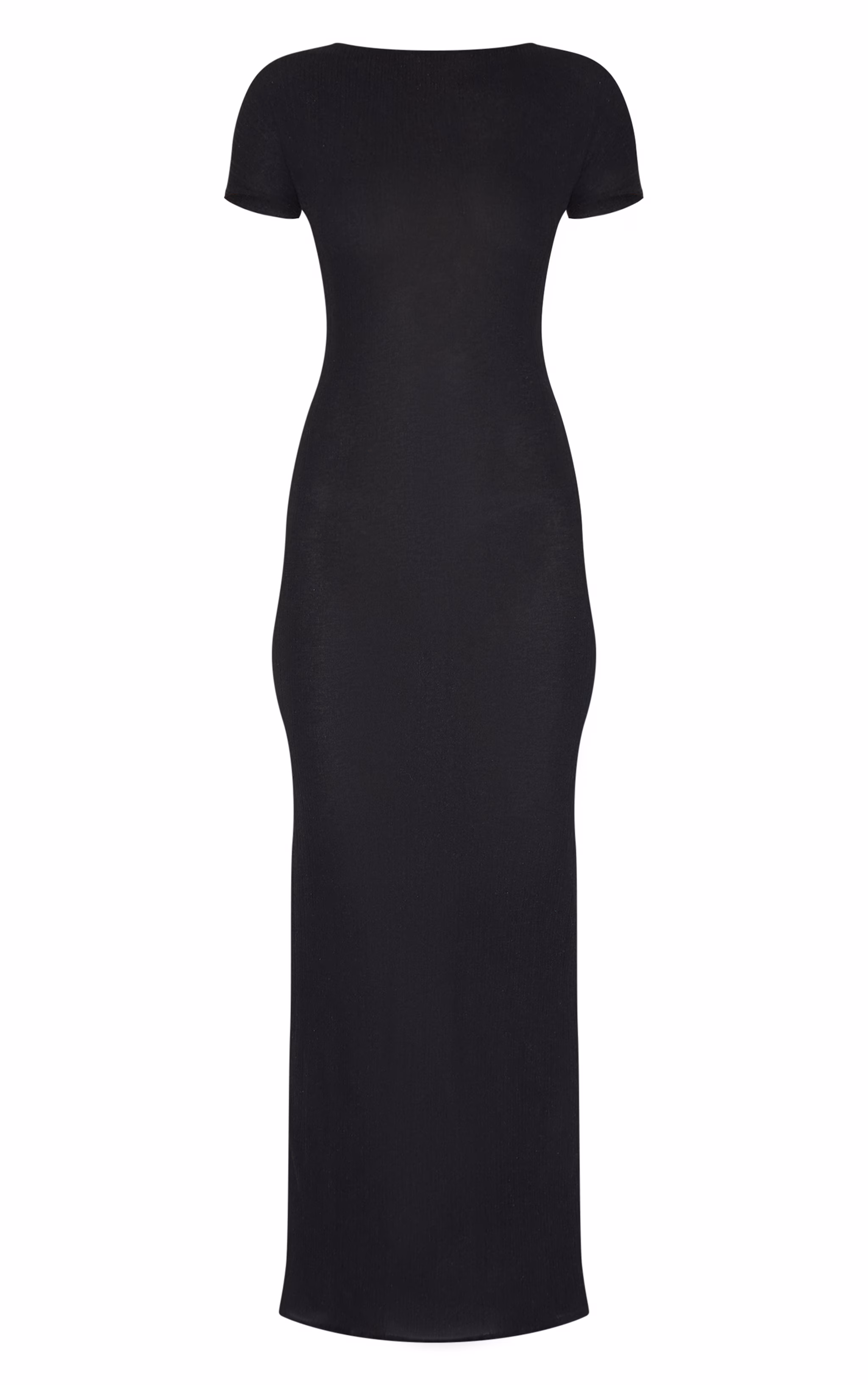 Black Textured Cap Sleeve Maxi Dress
