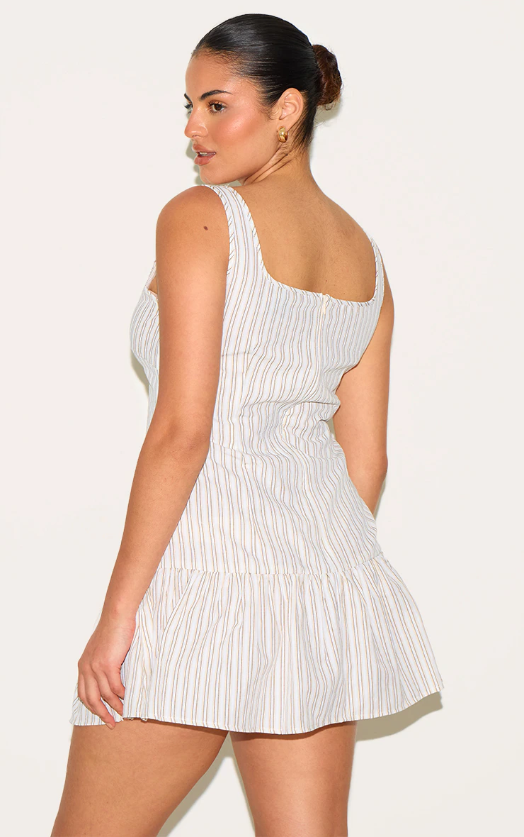 Plus Stone Striped Sleeveless Scoop Neck Shift Dress