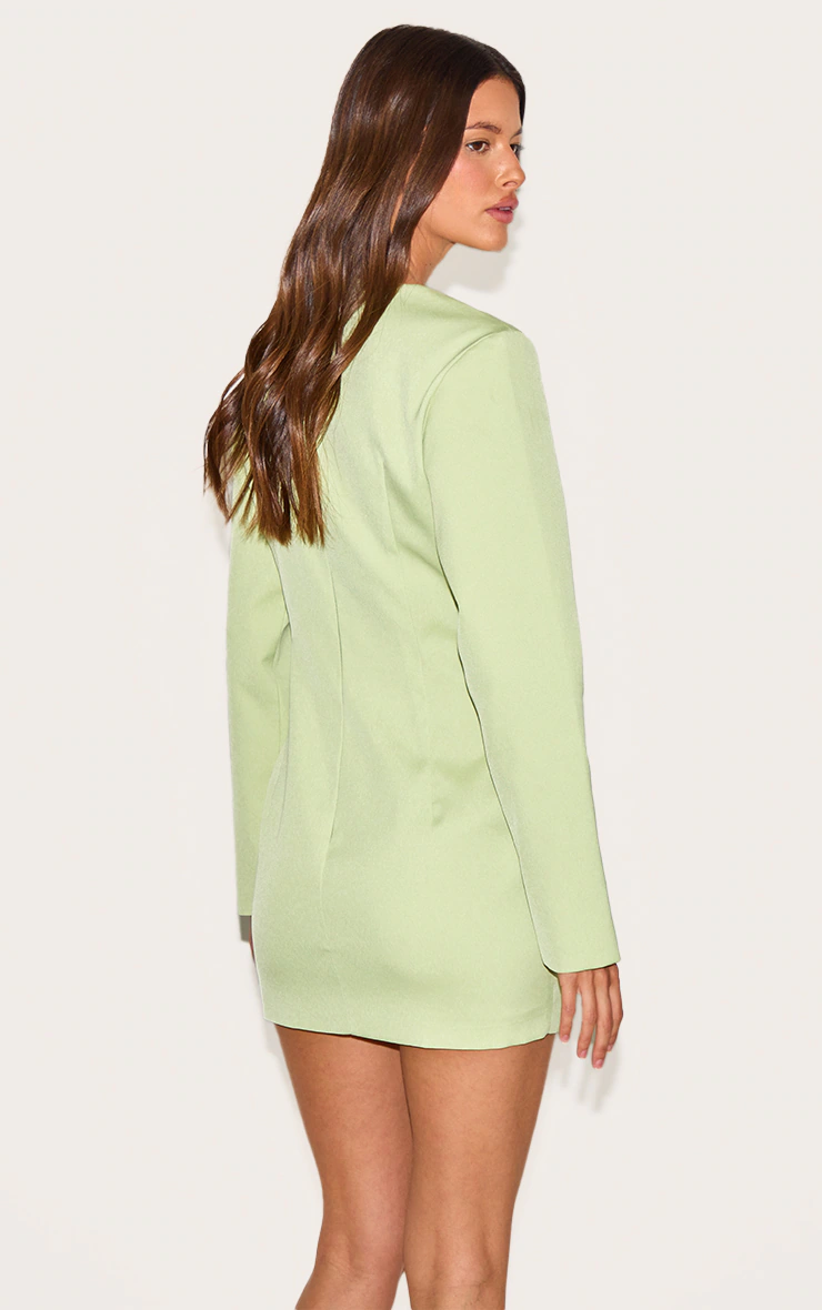 Pale Lime Woven Tailored Button Up Mini Dress