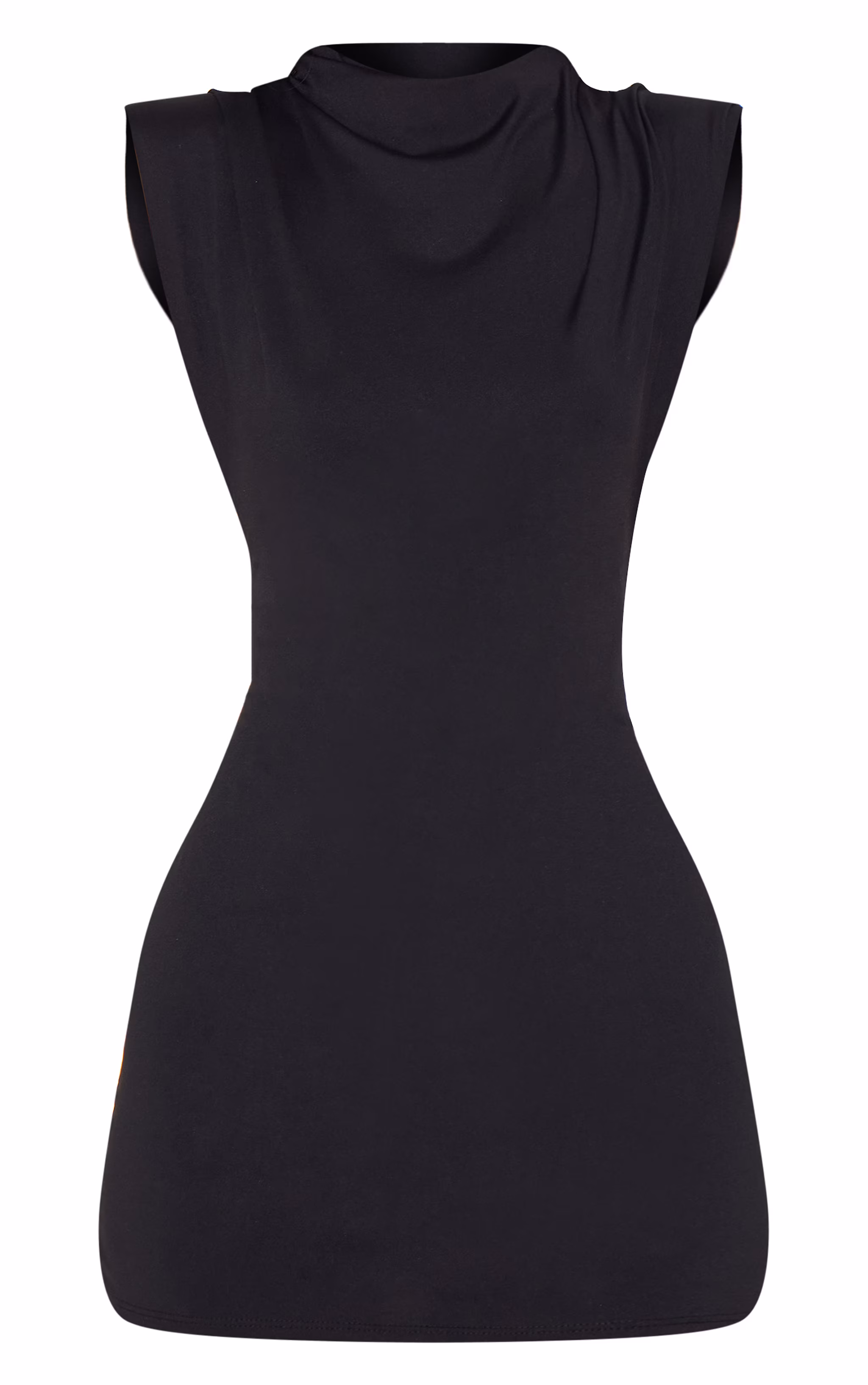 Black Shoulder Pad Boat Neck Bodycon Dress