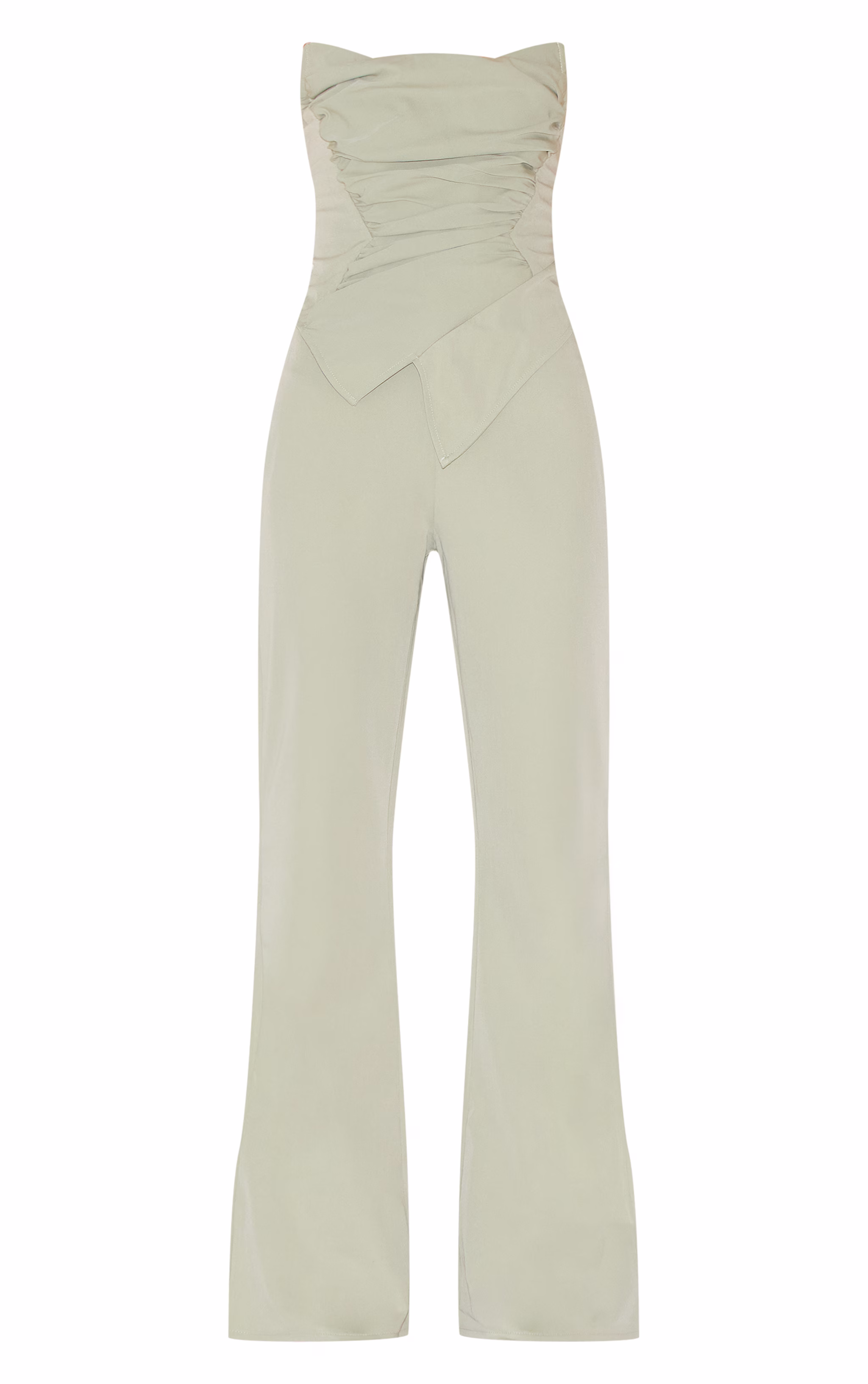 Sage Green Ruch Pointed Corset Bandeau Jumpsuit