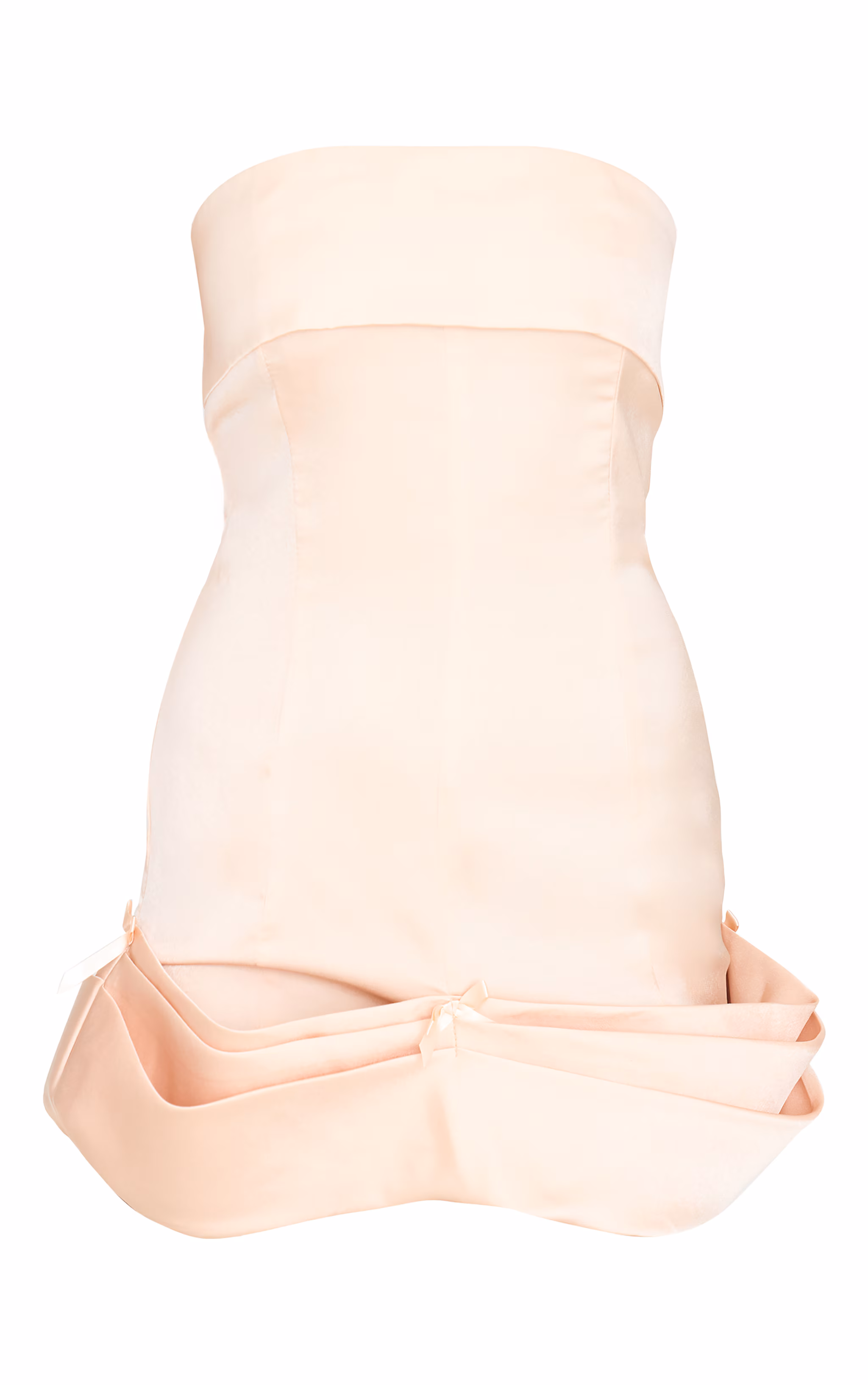 Champagne Satin Bow Detail Bodycon Dress