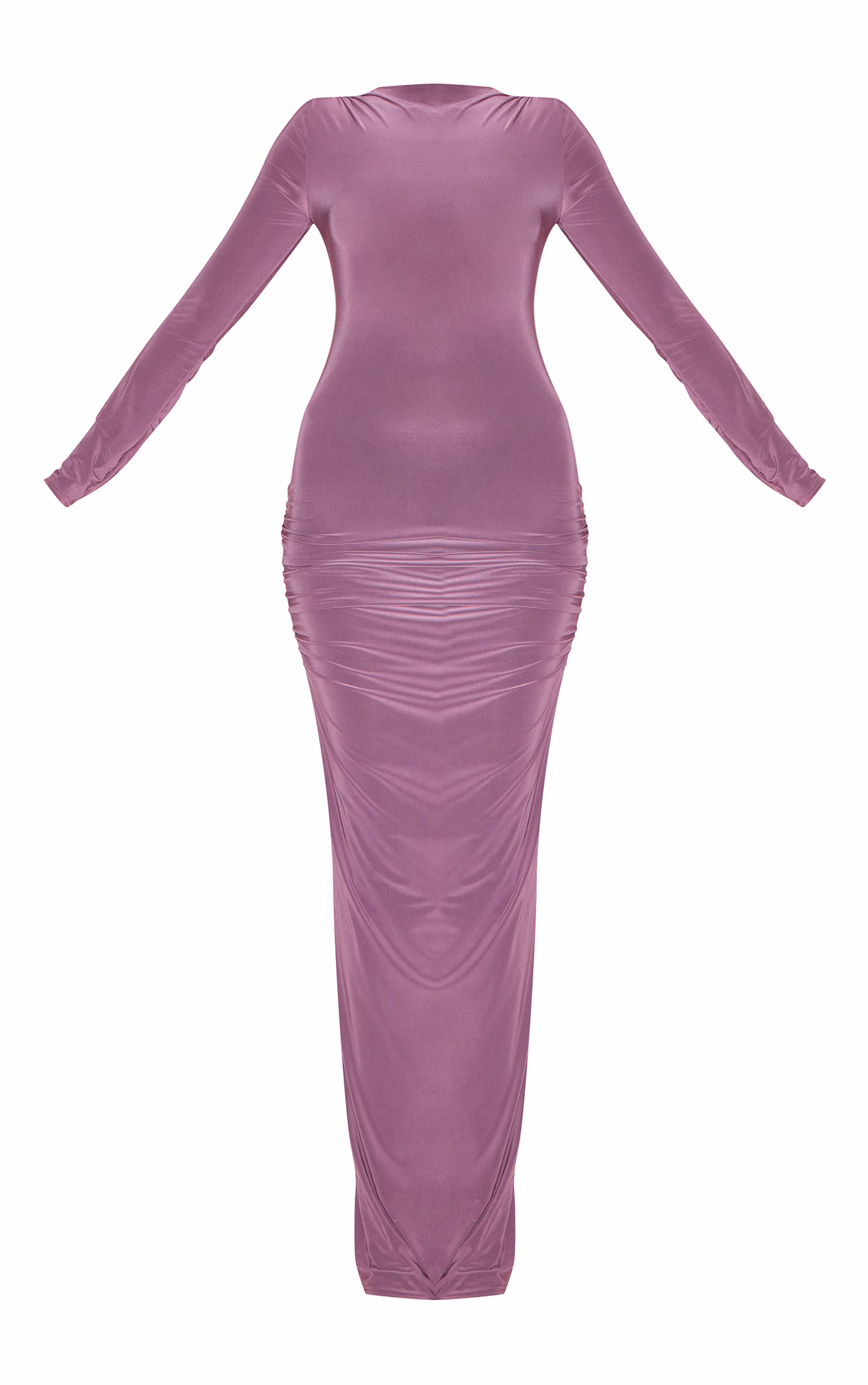 Mauve Slinky Long Sleeve Open Back Maxi