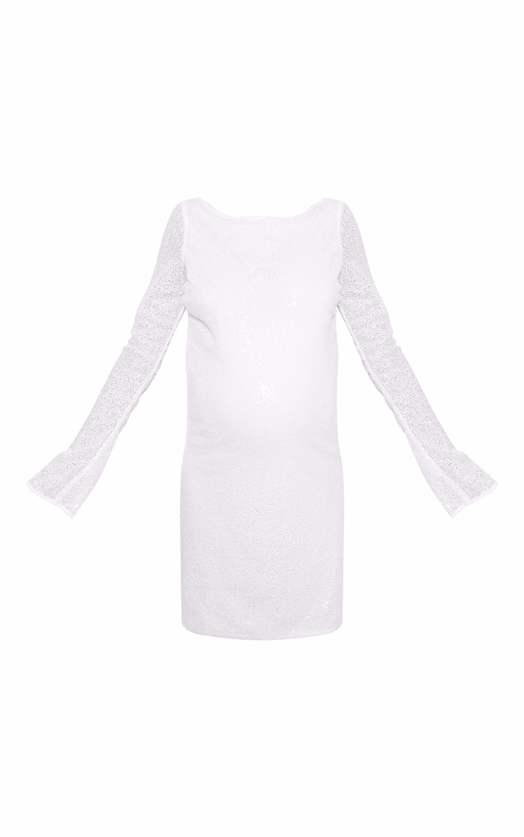 Maternity White Sequin Detail Open Back Mini Dress