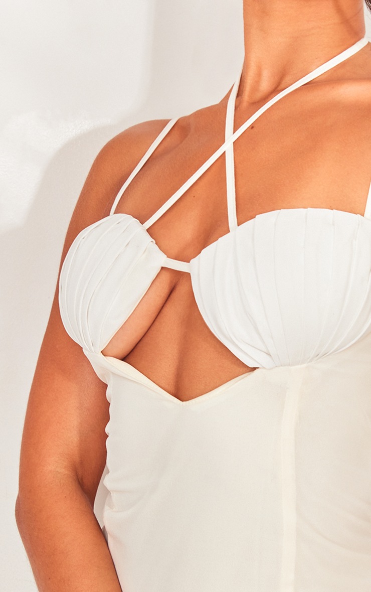 Petite Cream Chiffon Strappy Split Maxi Dress